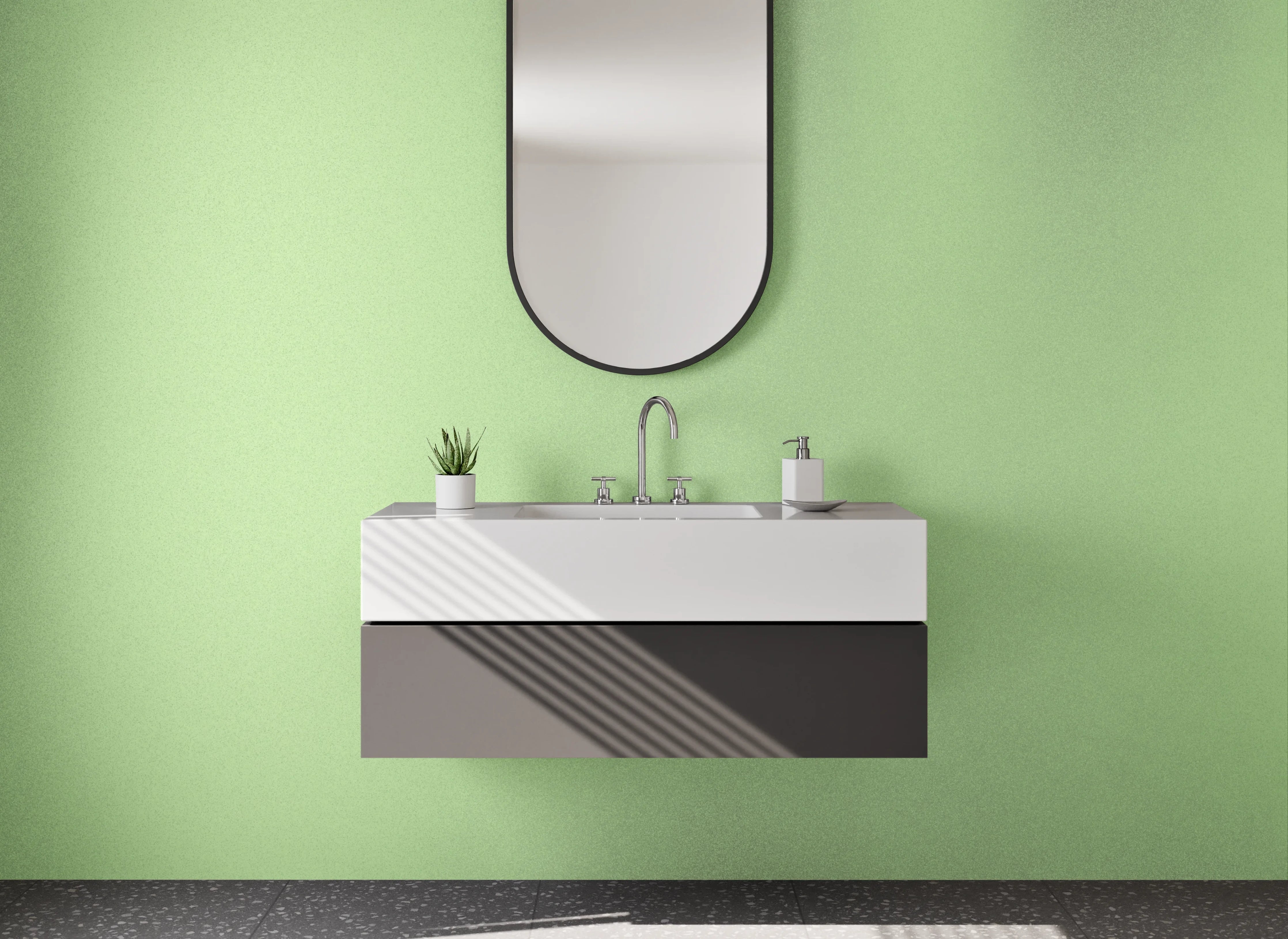 Waschbecken-Rückwand - Sanftes Grün Uni-Farbe für Bad & Küche