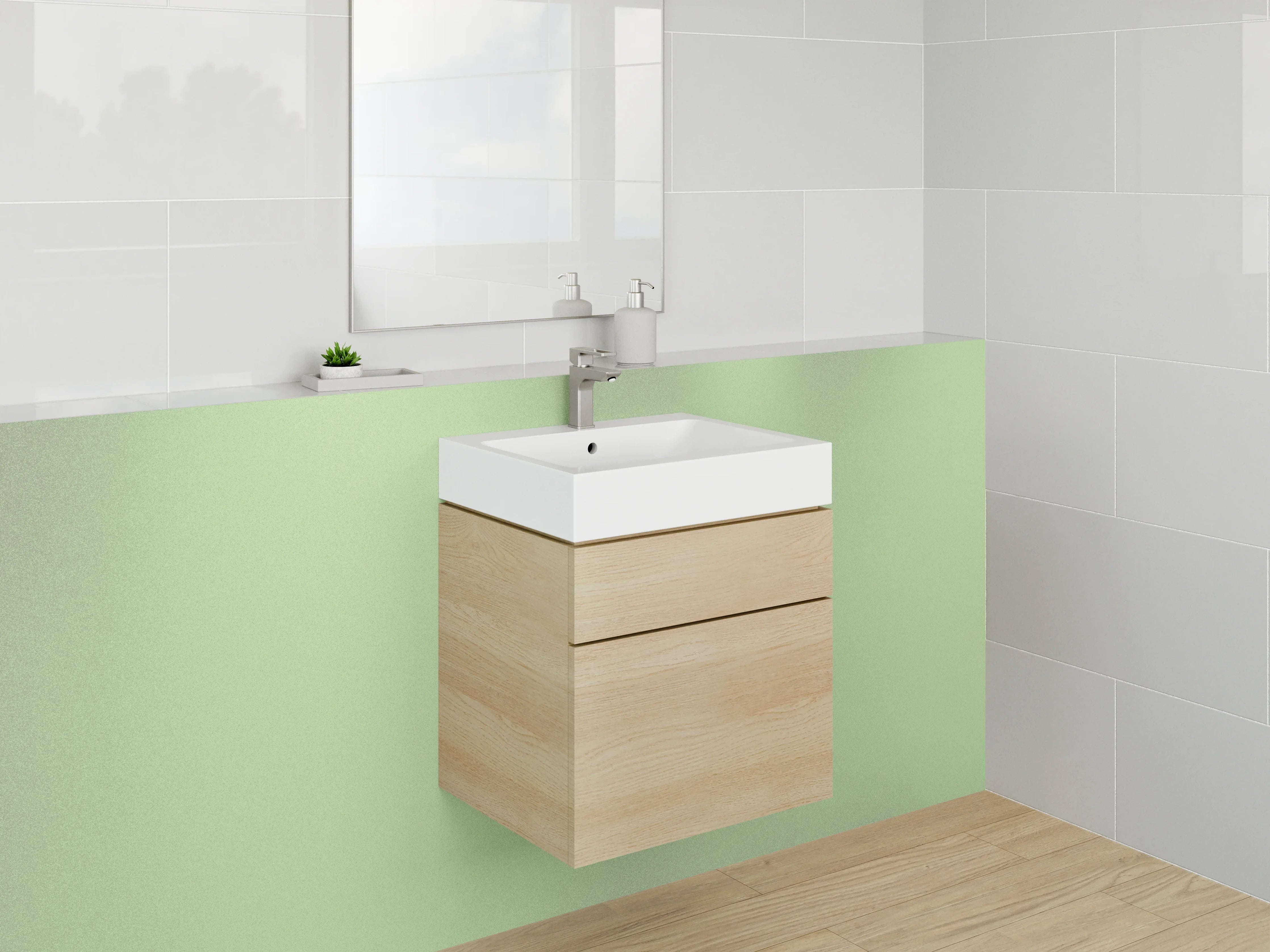 Waschbecken-Rückwand - Sanftes Grün Uni-Farbe für Bad & Küche
