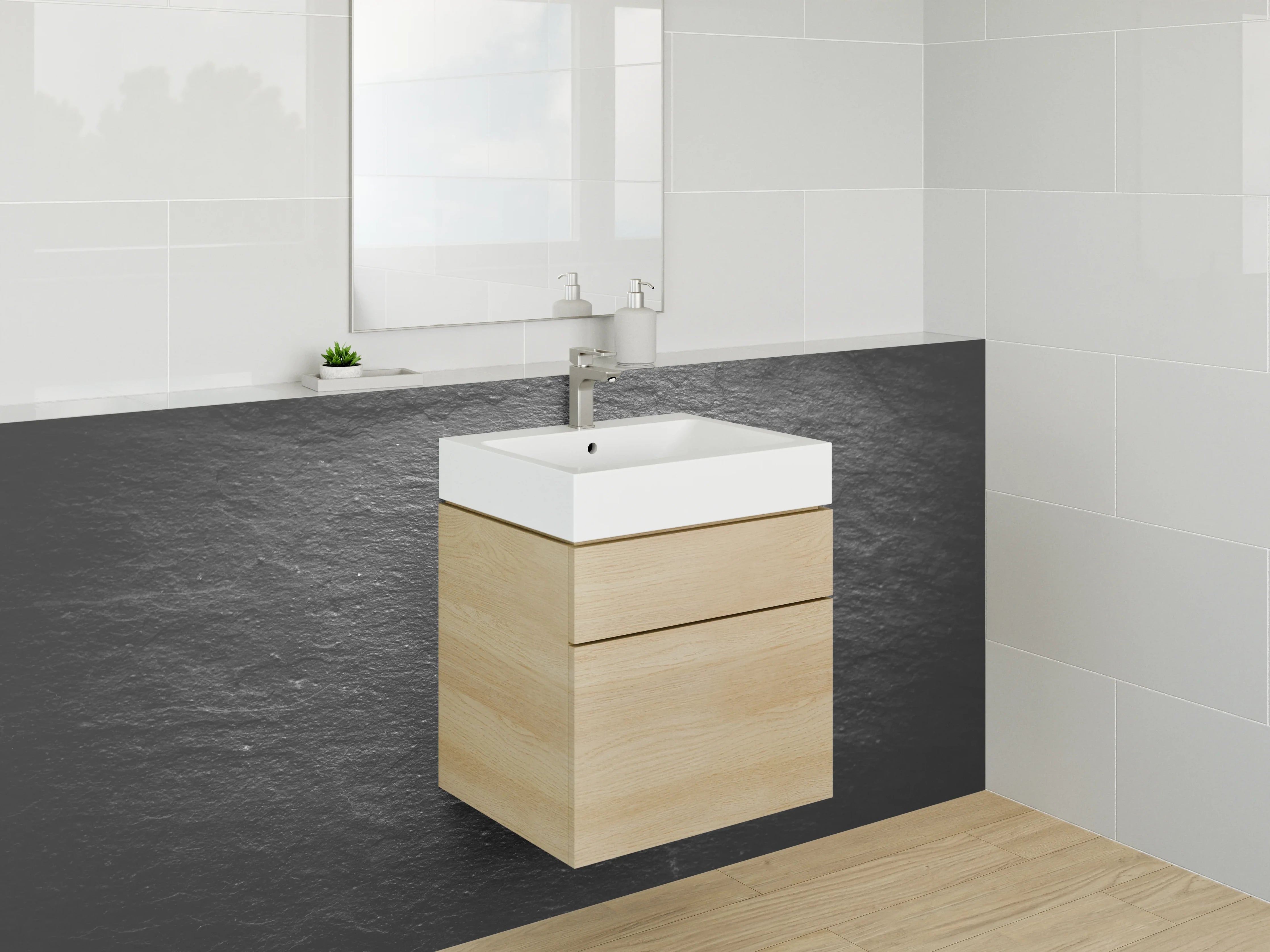 Waschbecken-Rückwand - Schieferoptik Schwarz Modern