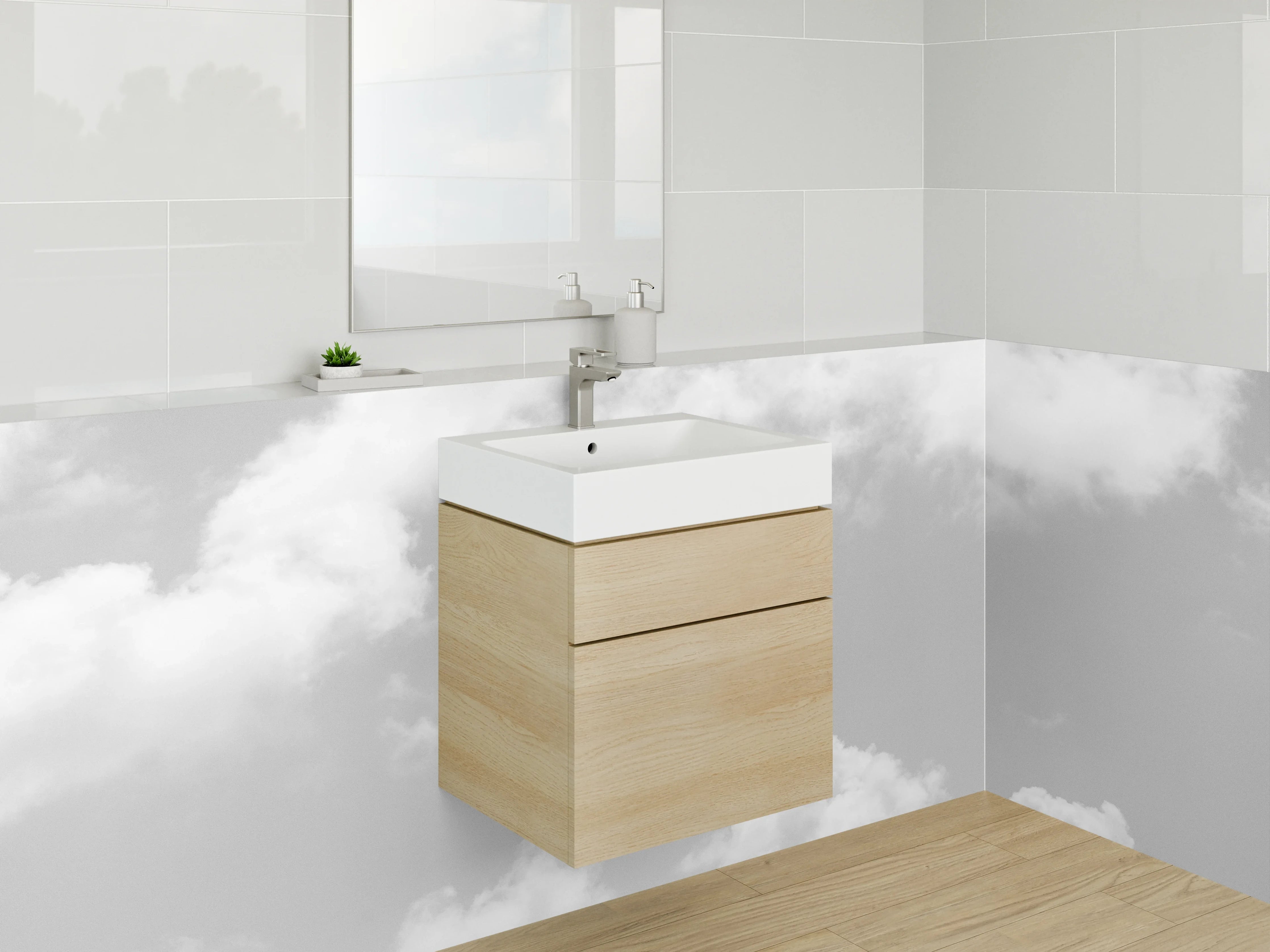 Waschbecken-Rückwand - Schwarz-Weiß Wolken über Meer Kunstfoto