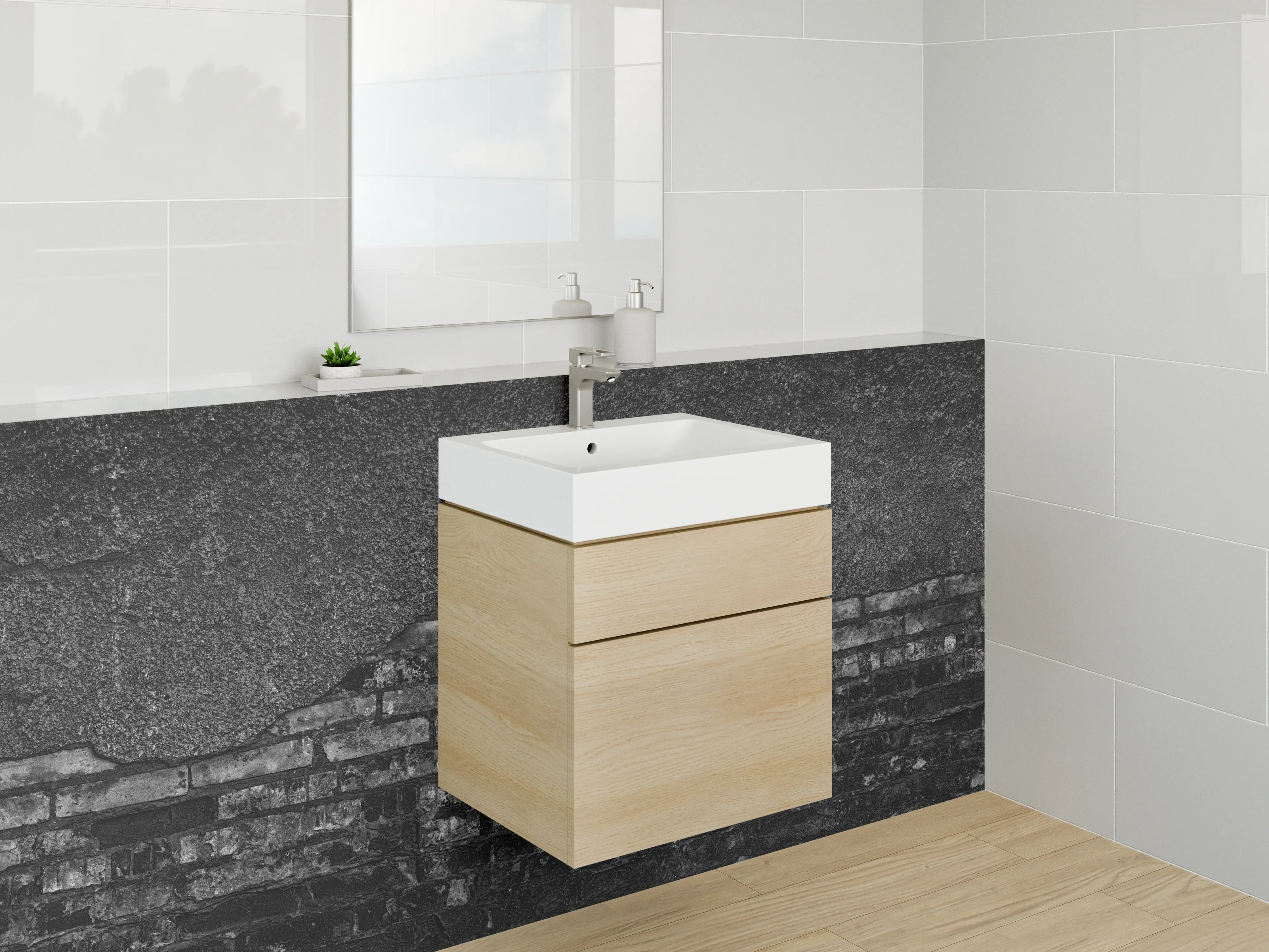 Waschbecken-Rückwand - Schwarze Backsteinmauer Struktur Design