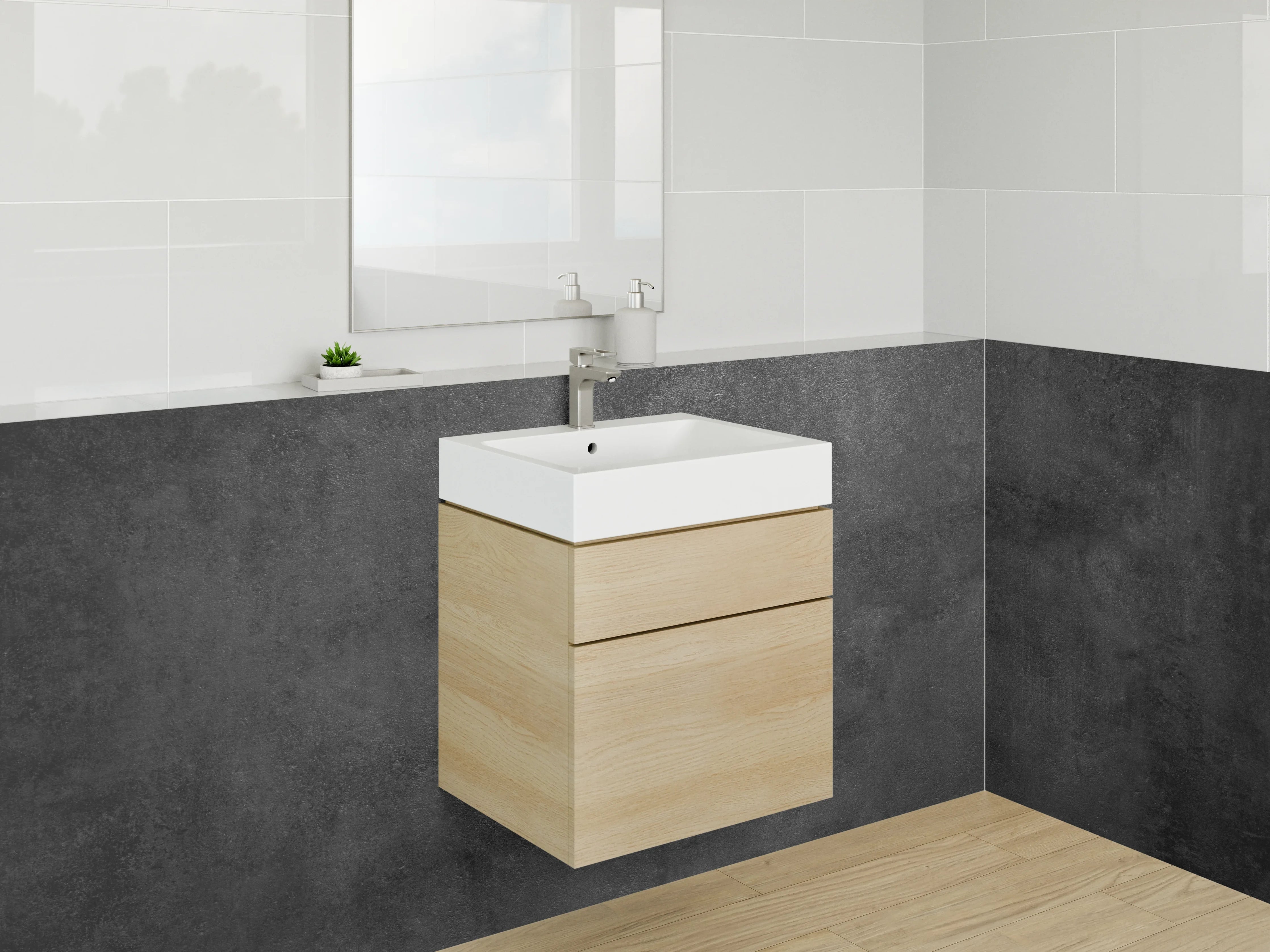 Waschbecken-Rückwand - Schwarze Betonoptik für Küchenrückwand