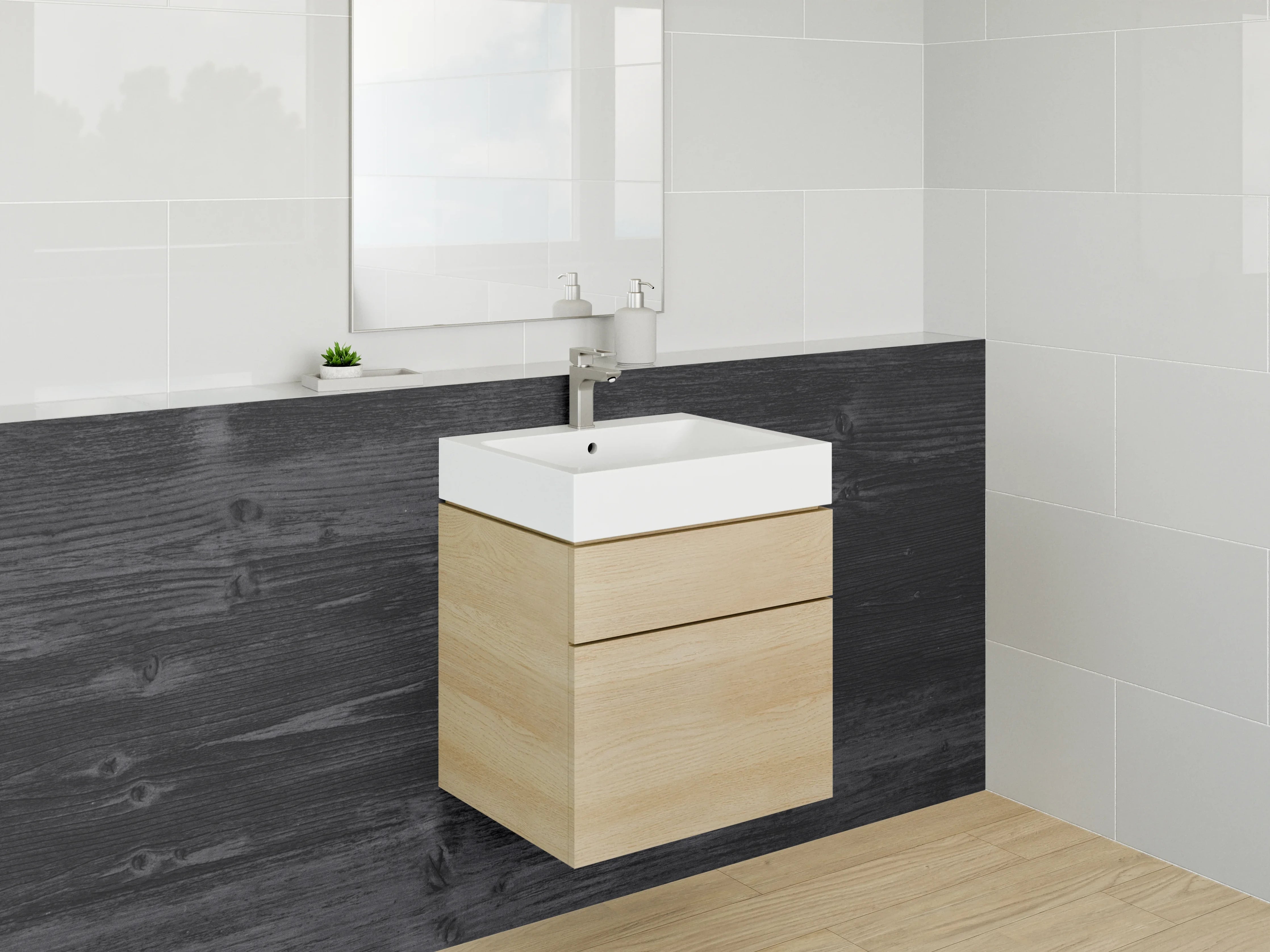 Waschbecken-Rückwand - Schwarze Holzstruktur für Rückwände