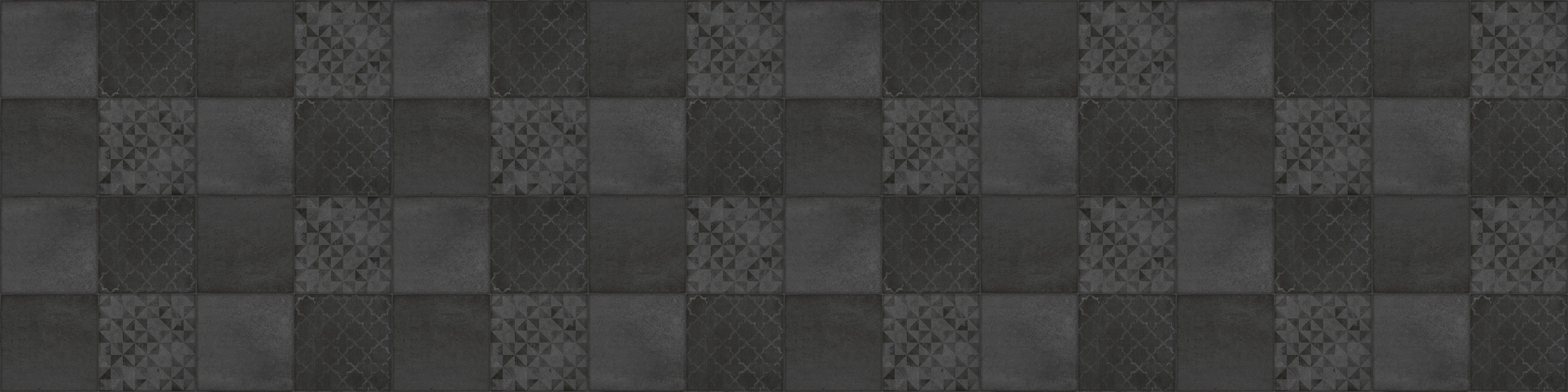 Waschbecken-Rückwand-Schwarze Patchwork Fliesenoptik modern