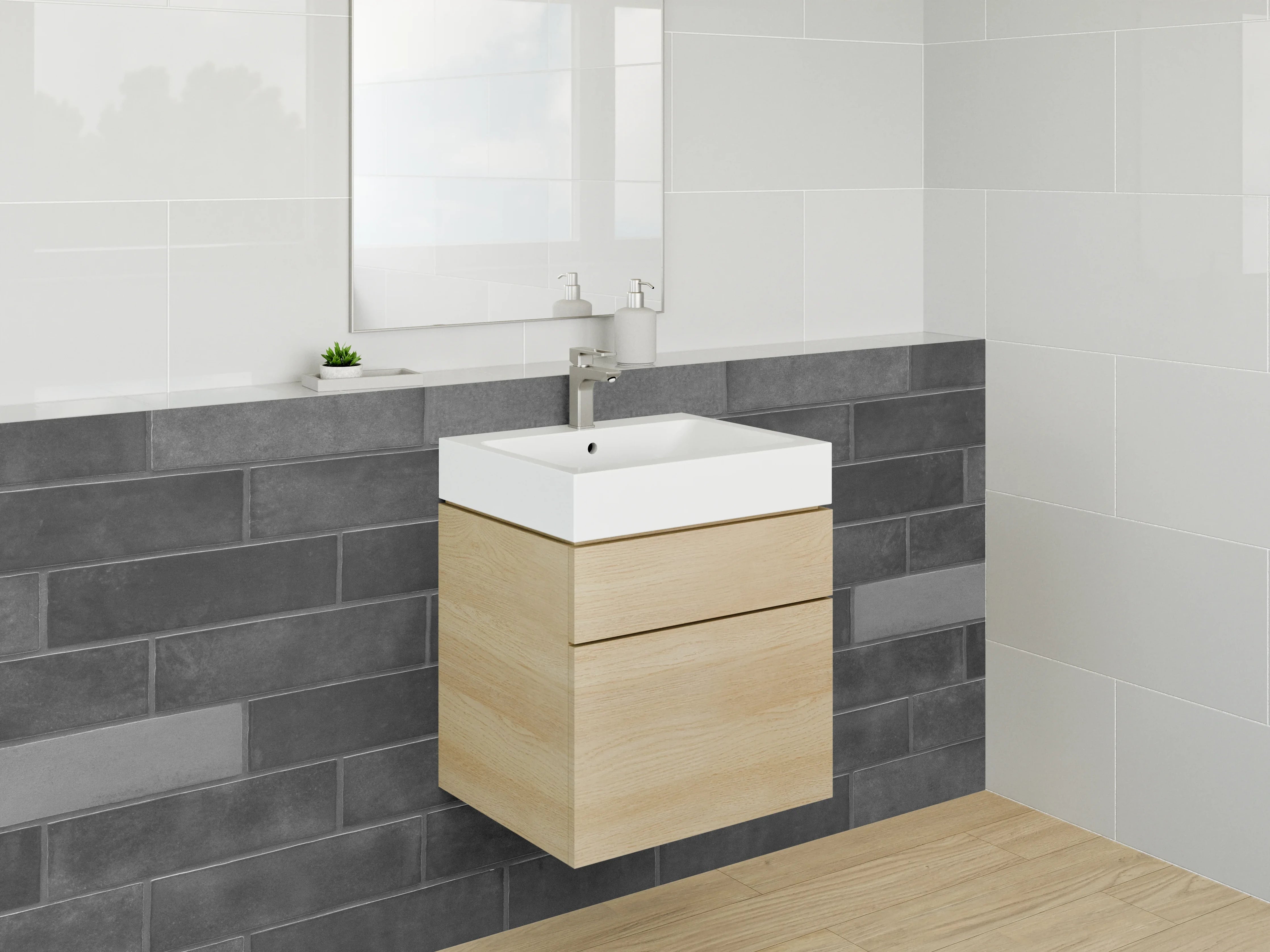 Waschbecken-Rückwand - Schwarze Schiefer-Optik Fliesenmuster