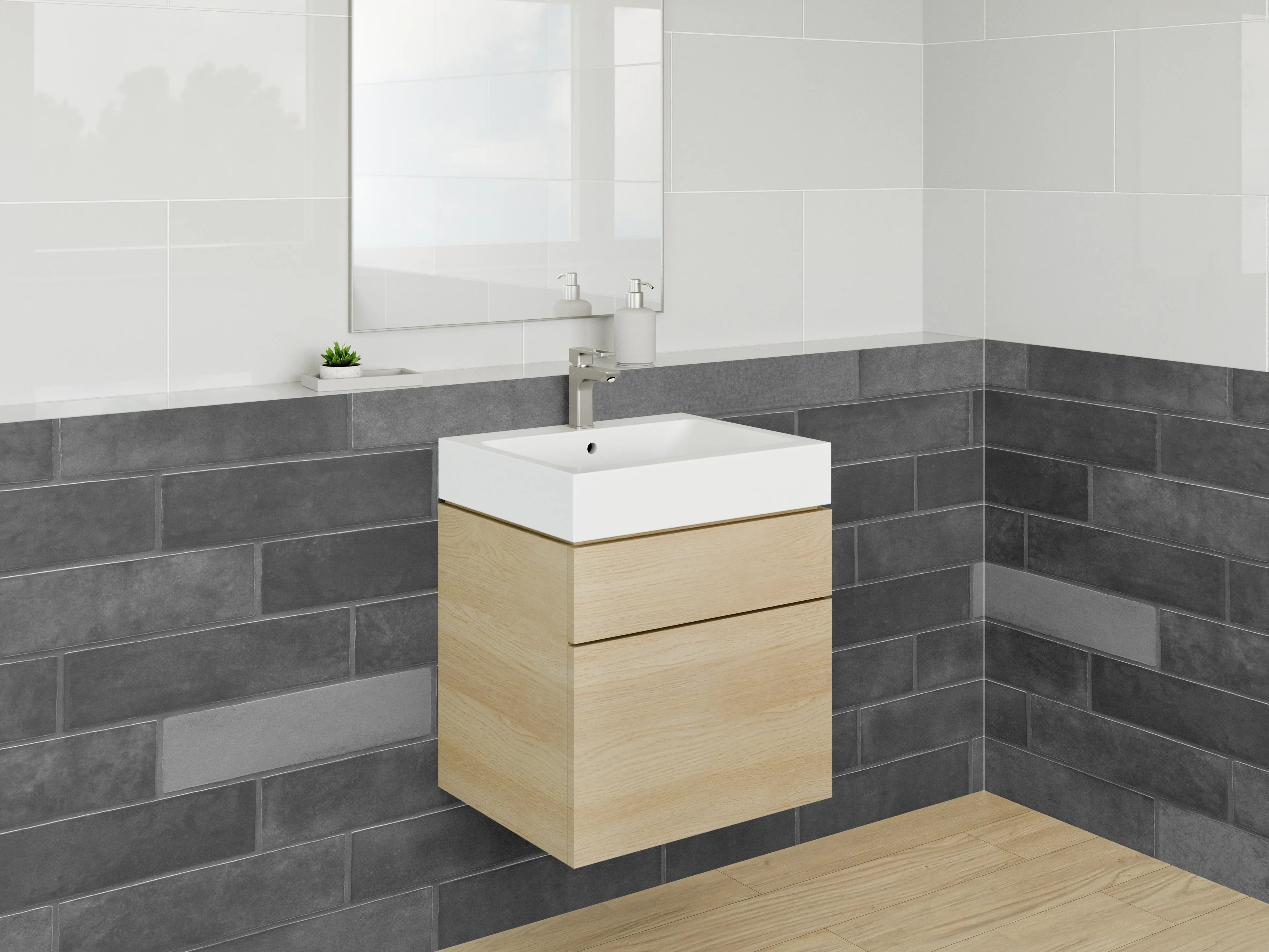 Waschbecken-Rückwand - Schwarze Schiefer-Optik Fliesenmuster