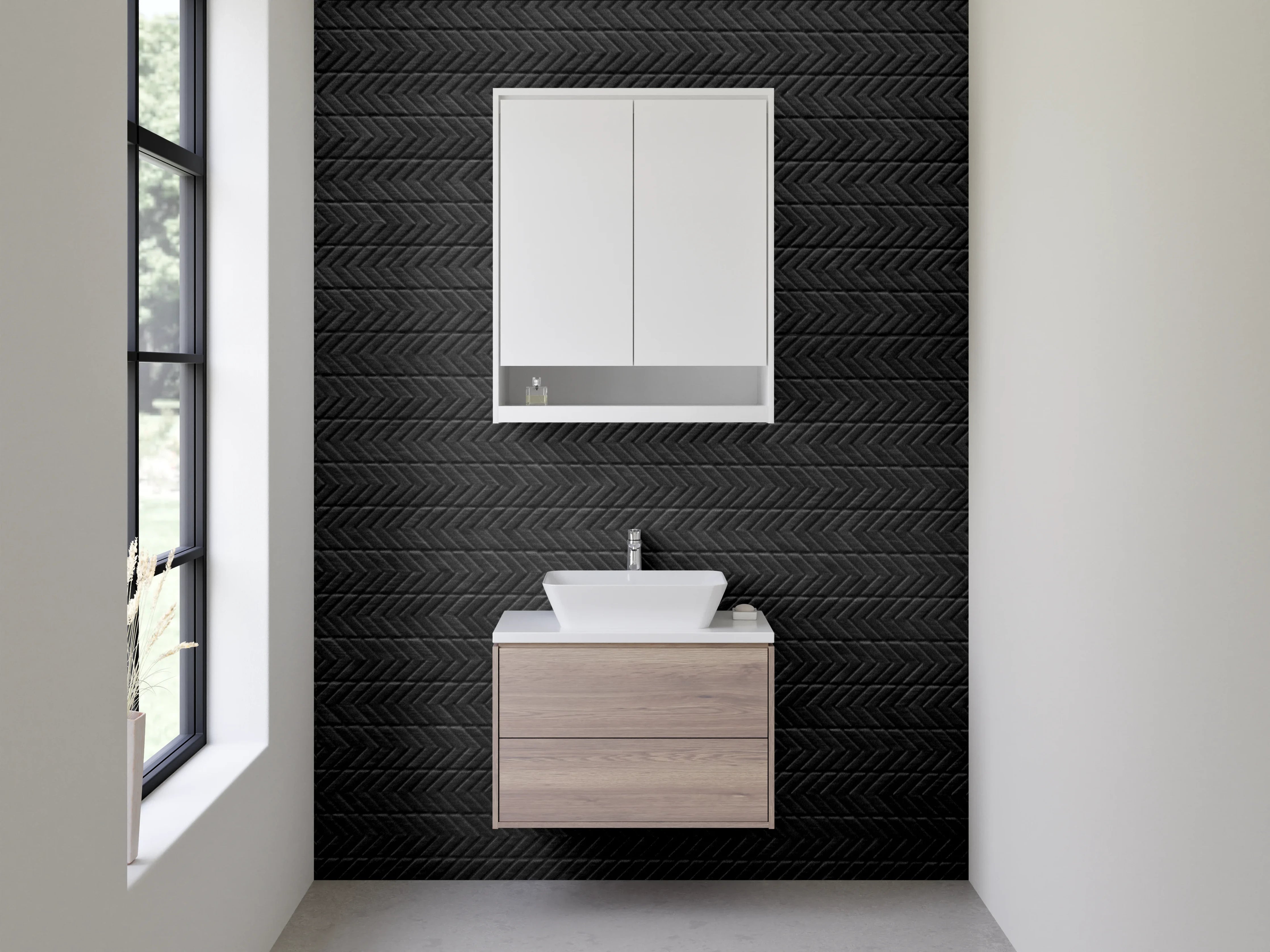 Waschbecken-Rückwand - Schwarze Strukturoptik für Küchenrückwände