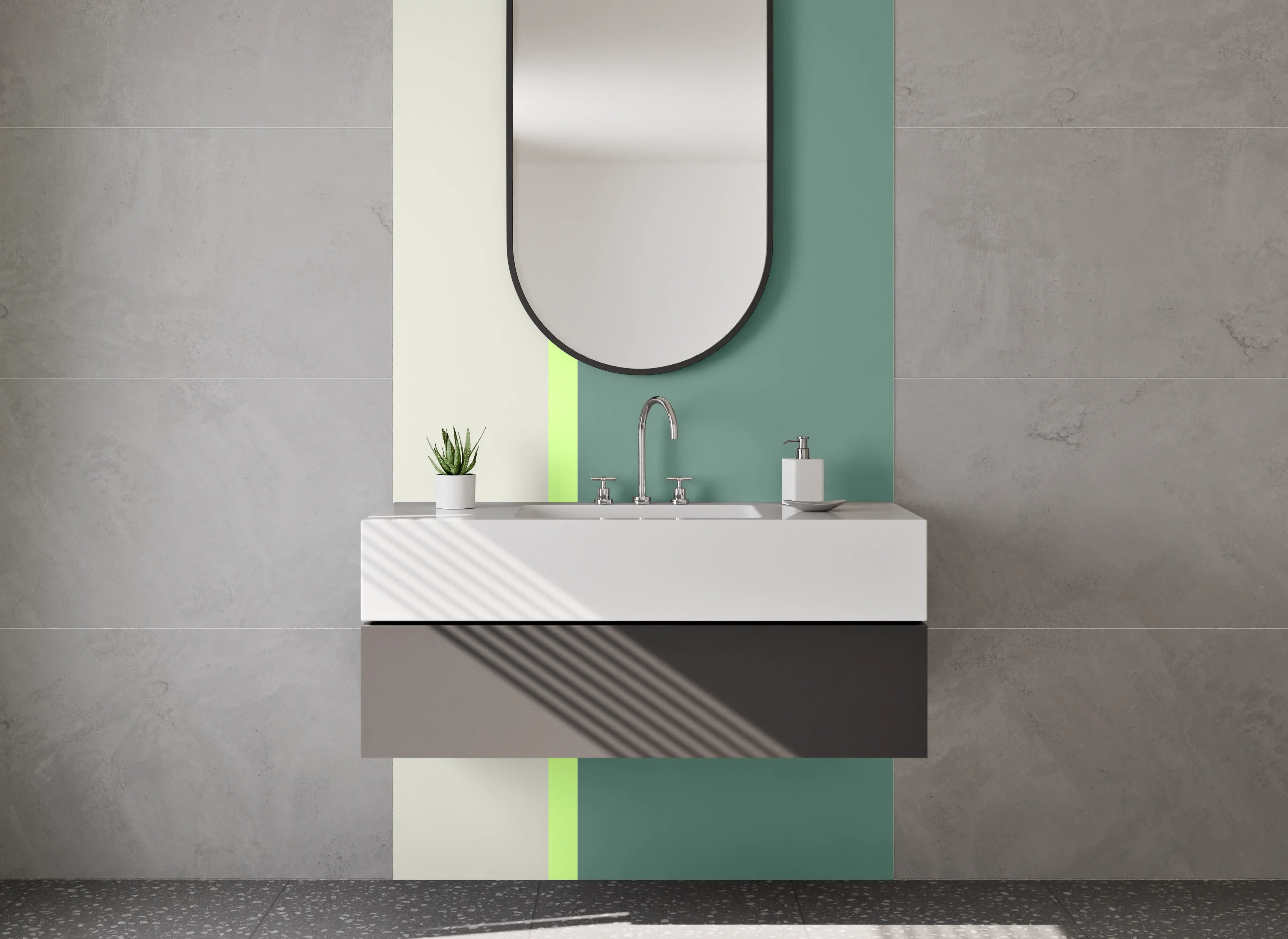 Waschbecken-Rückwand - Seidenglänzendes, edles Raumdesign