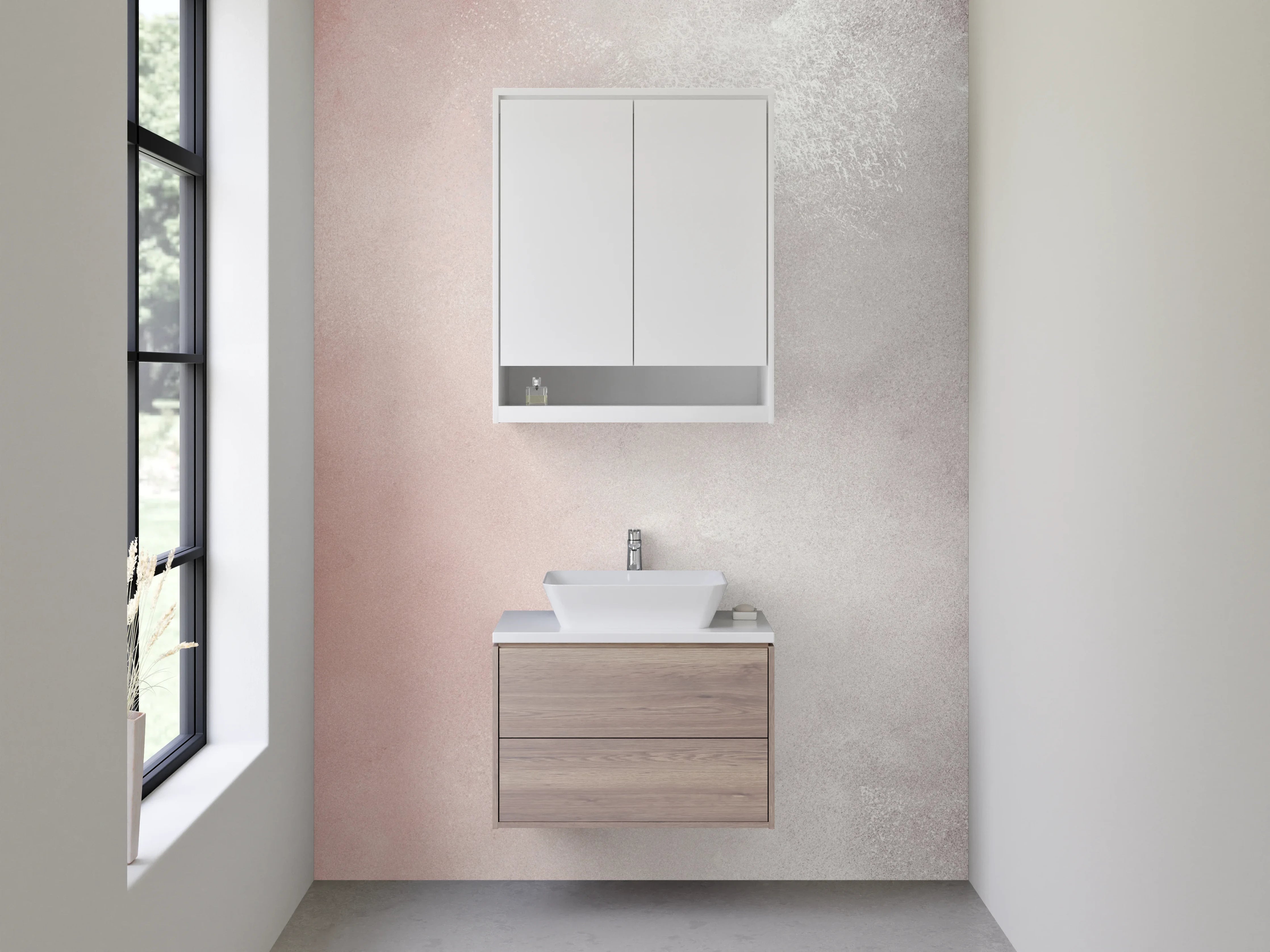 Waschbecken-Rückwand - Silber & Aschgrau Marmor-Optik