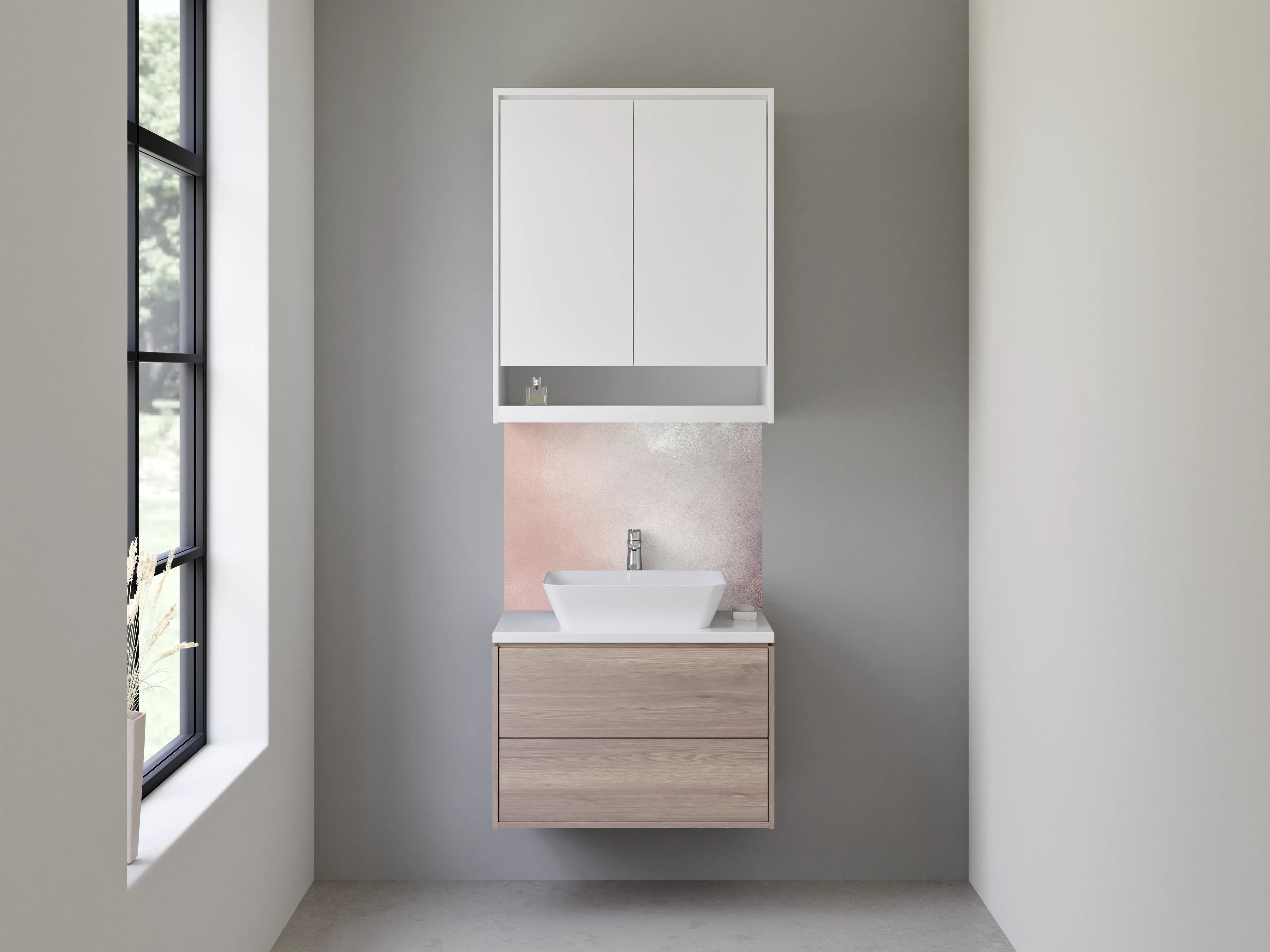 Waschbecken-Rückwand - Silber & Aschgrau Marmor-Optik