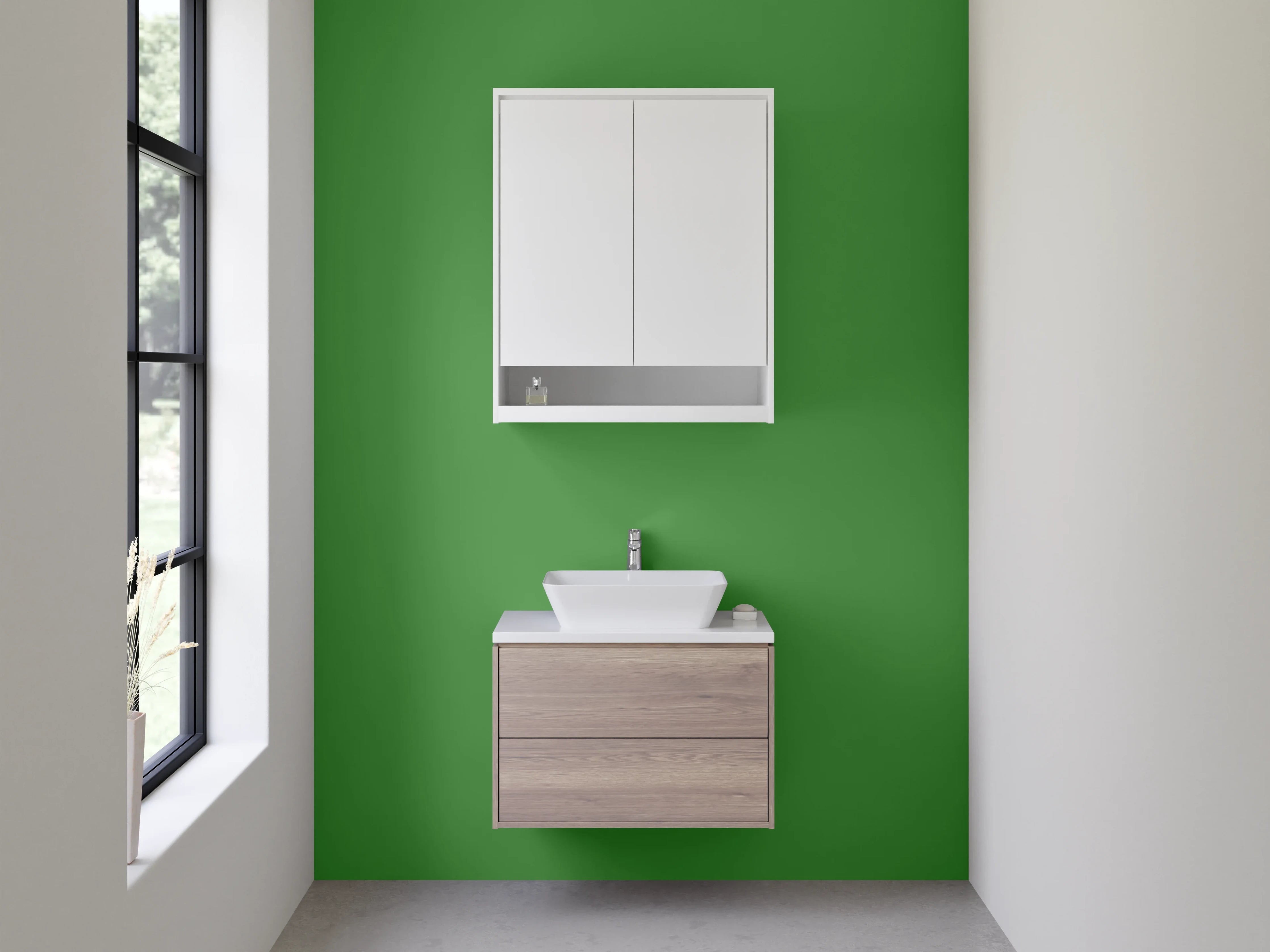 Waschbecken-Rückwand - Silbergrau auf Schneeweiß