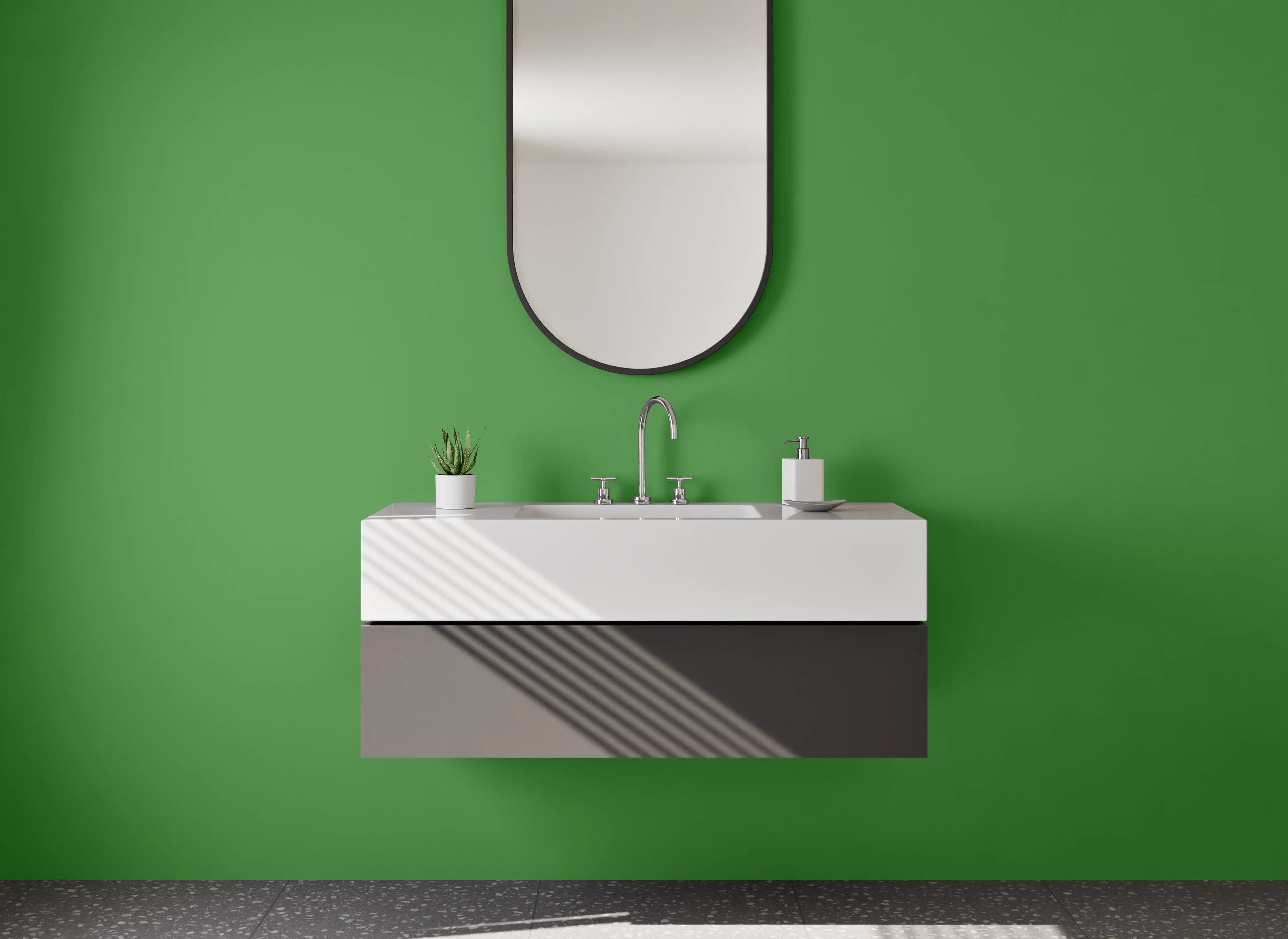 Waschbecken-Rückwand - Silbergrau auf Schneeweiß