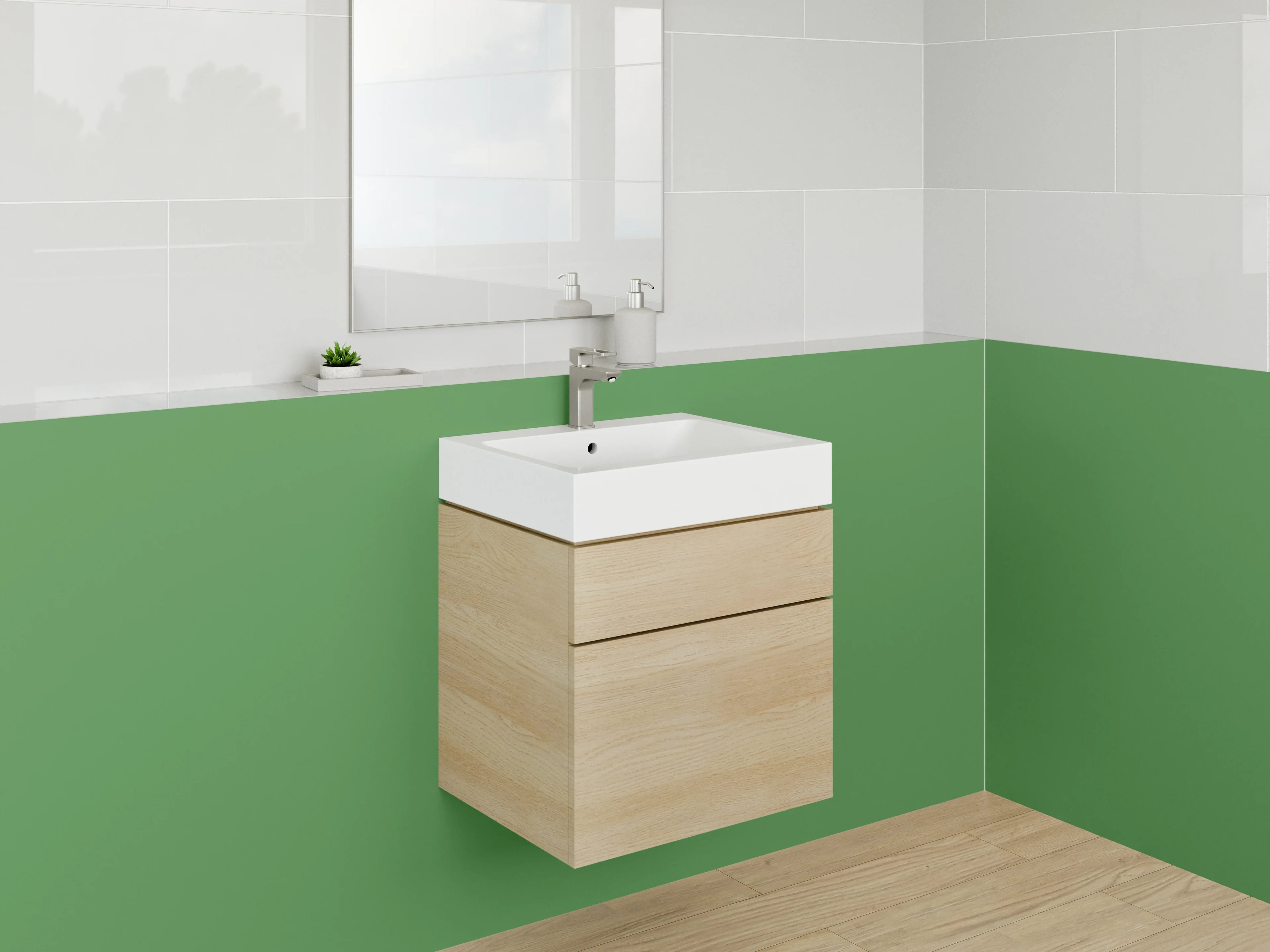 Waschbecken-Rückwand - Silbergrau auf Schneeweiß