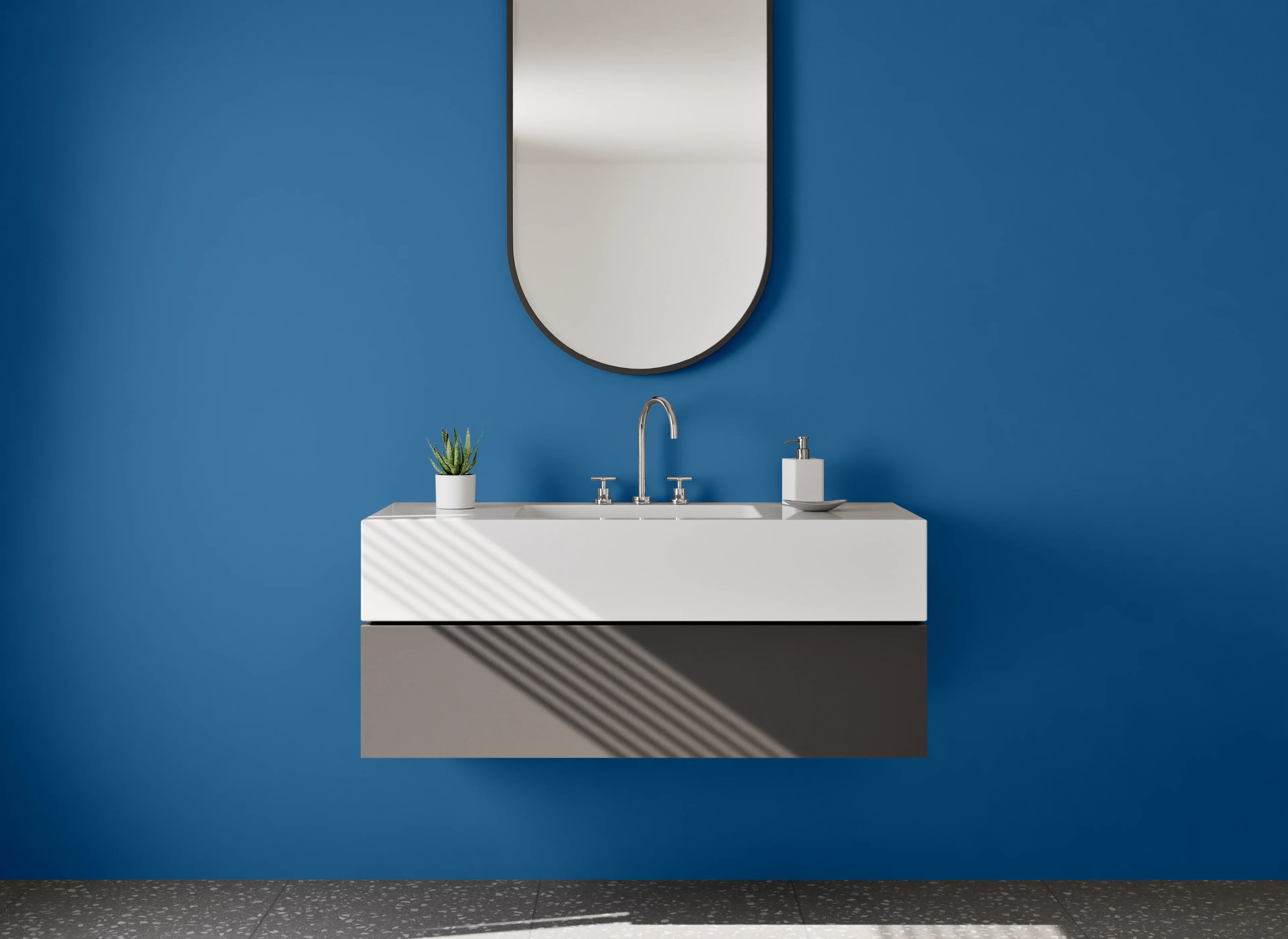 Waschbecken-Rückwand - Silbergraue Morgenweiße Eleganz