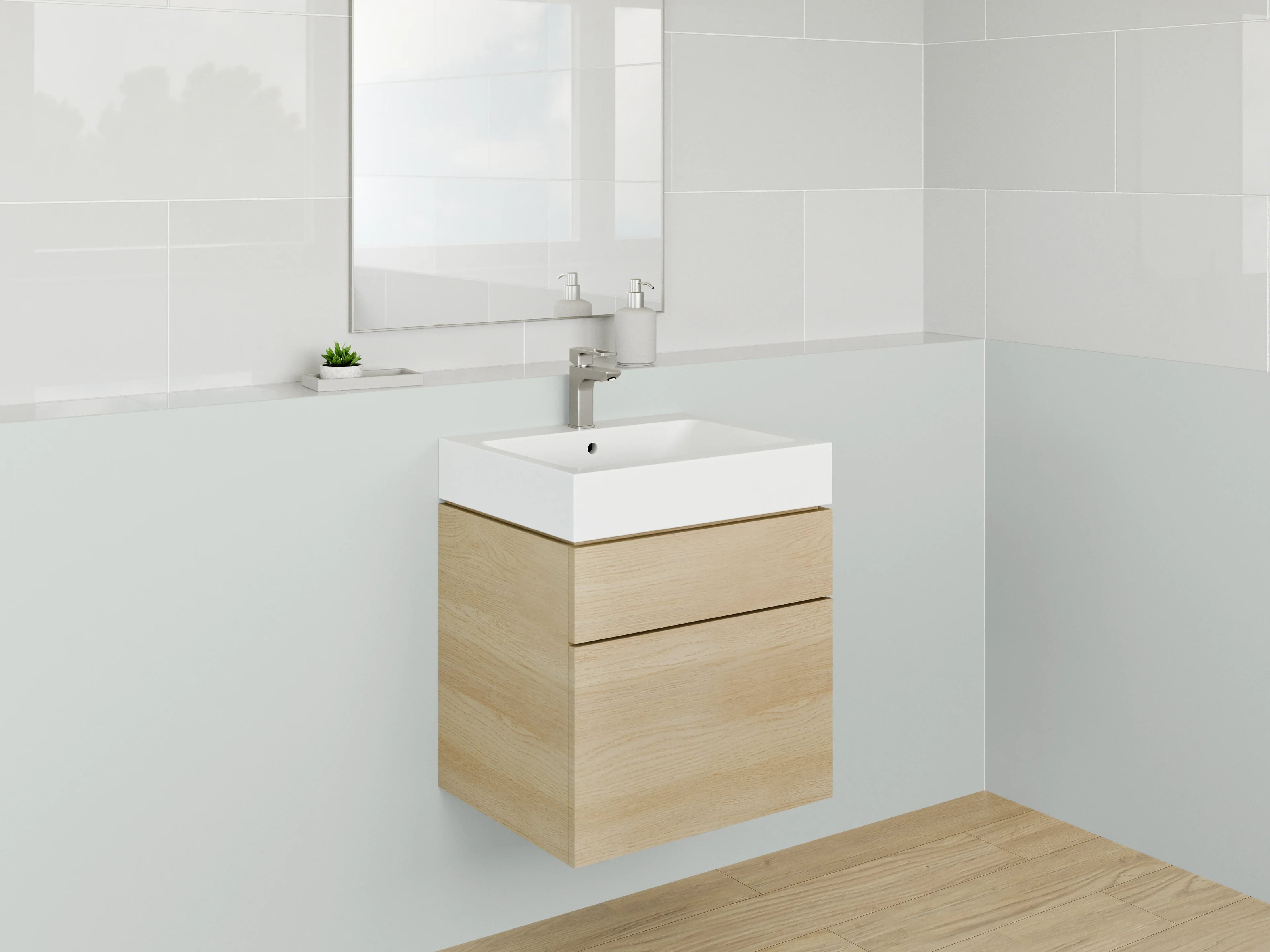 Waschbecken-Rückwand - Silbergraue Nebelweiße Eleganz