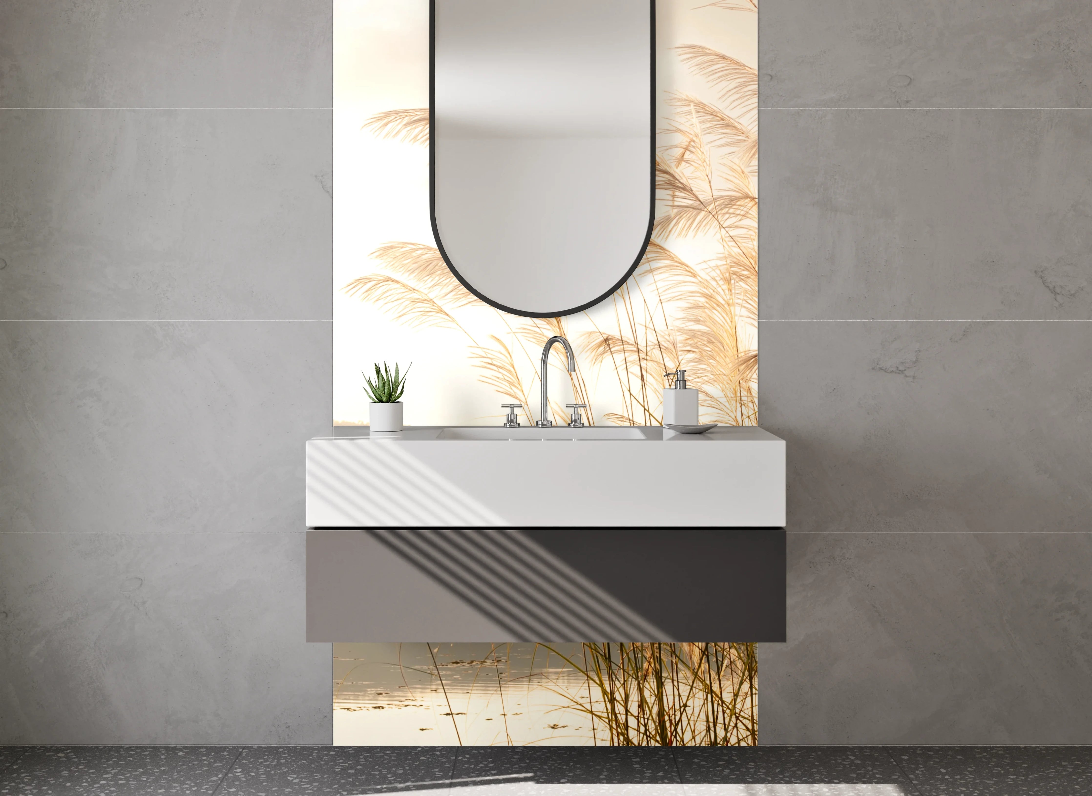 Waschbecken-Rückwand - Silberner Abend am stillen Wasser