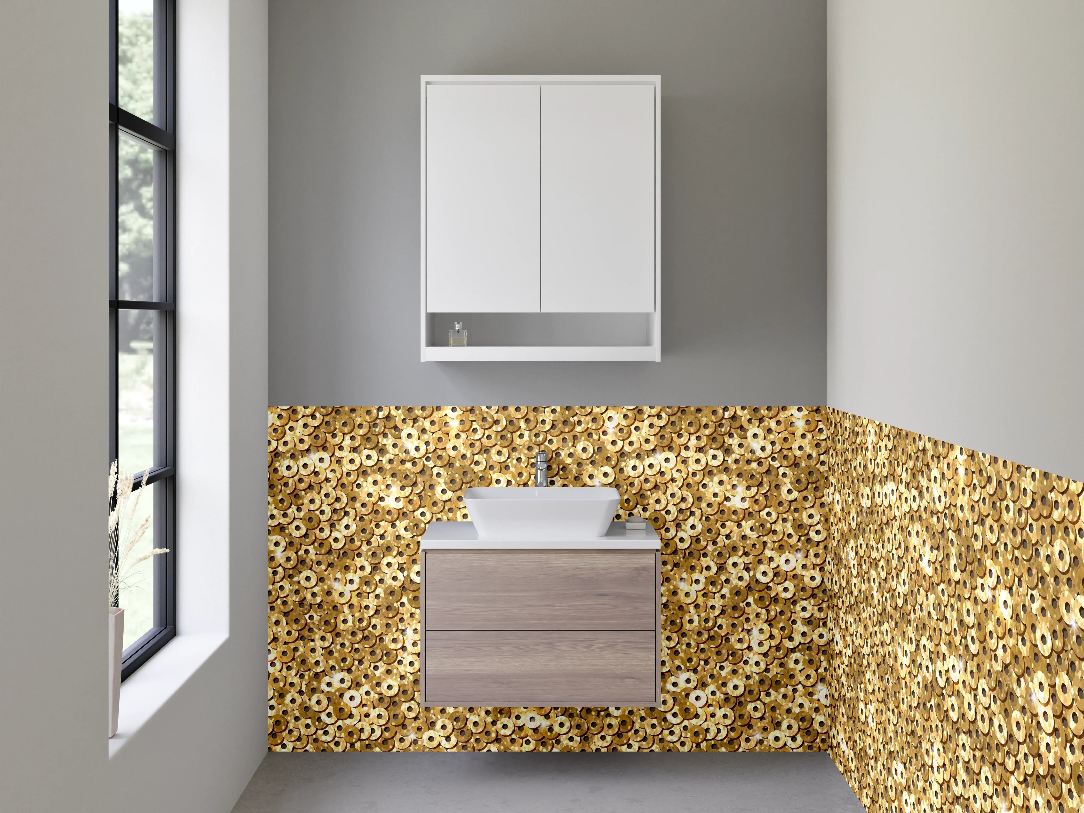 Waschbecken-Rückwand - Silberner Schimmer-Hintergrund