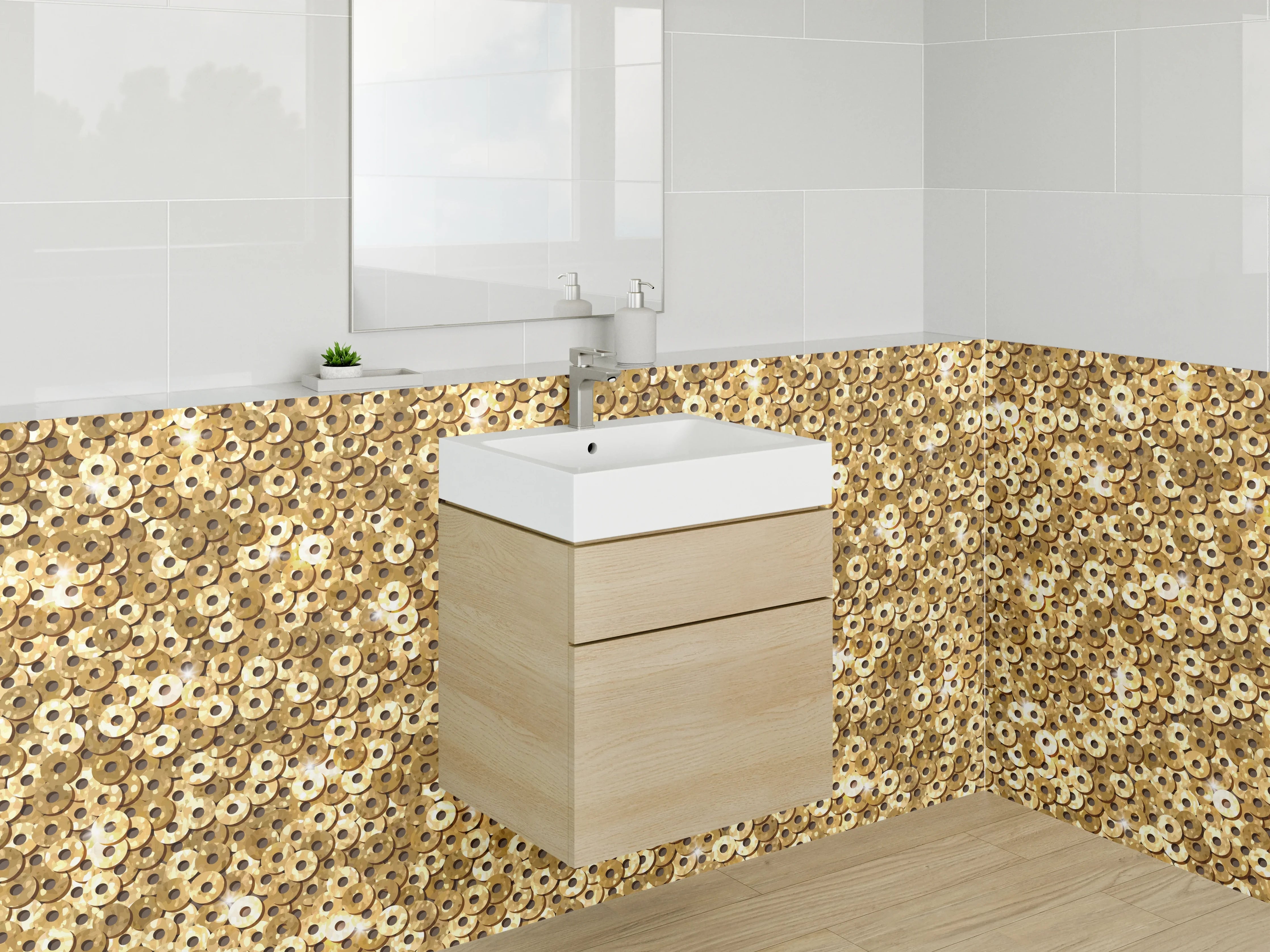 Waschbecken-Rückwand - Silberner Schimmer-Hintergrund