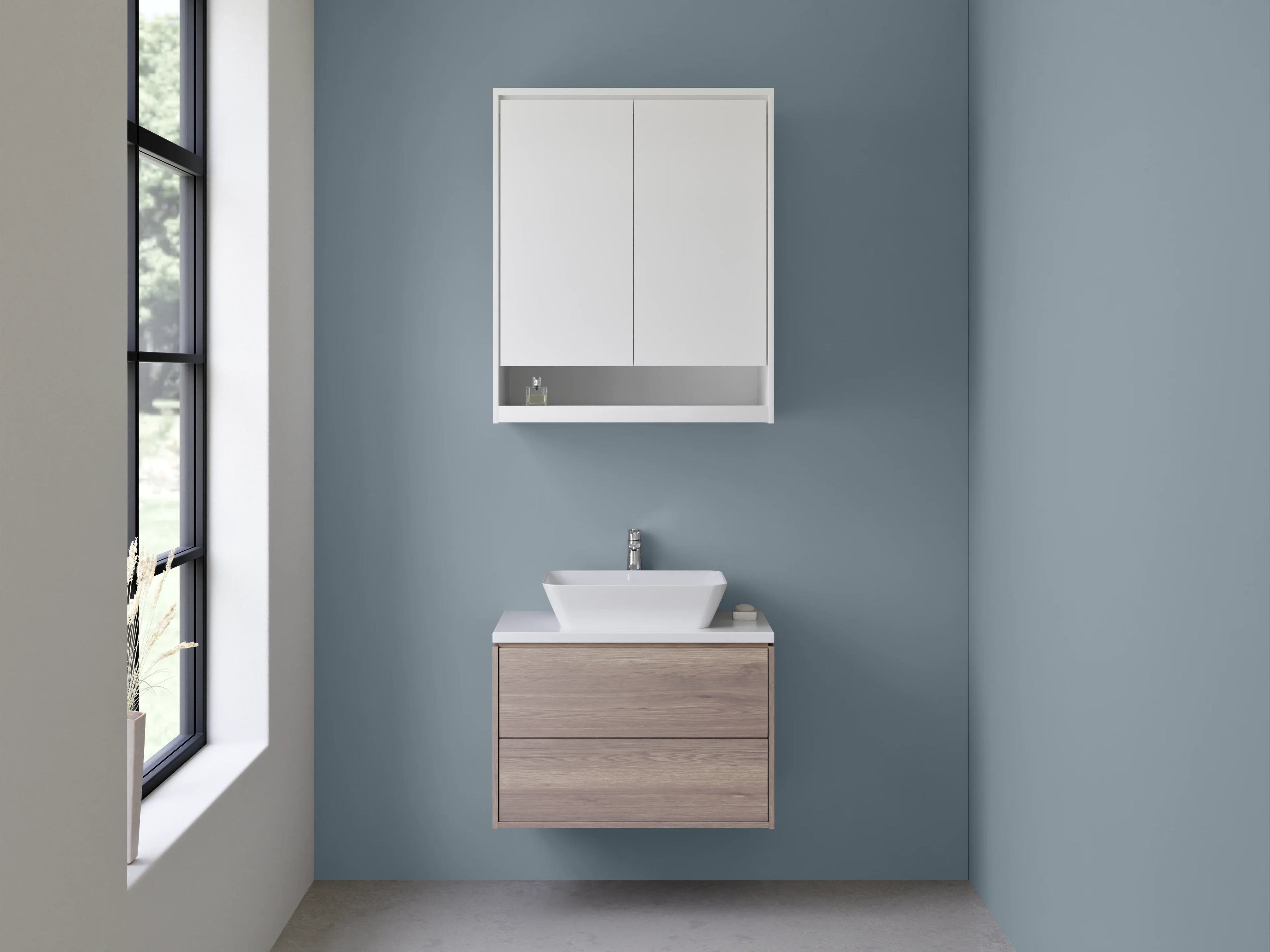 Waschbecken-Rückwand - Silberschimmer im Nebelweiß