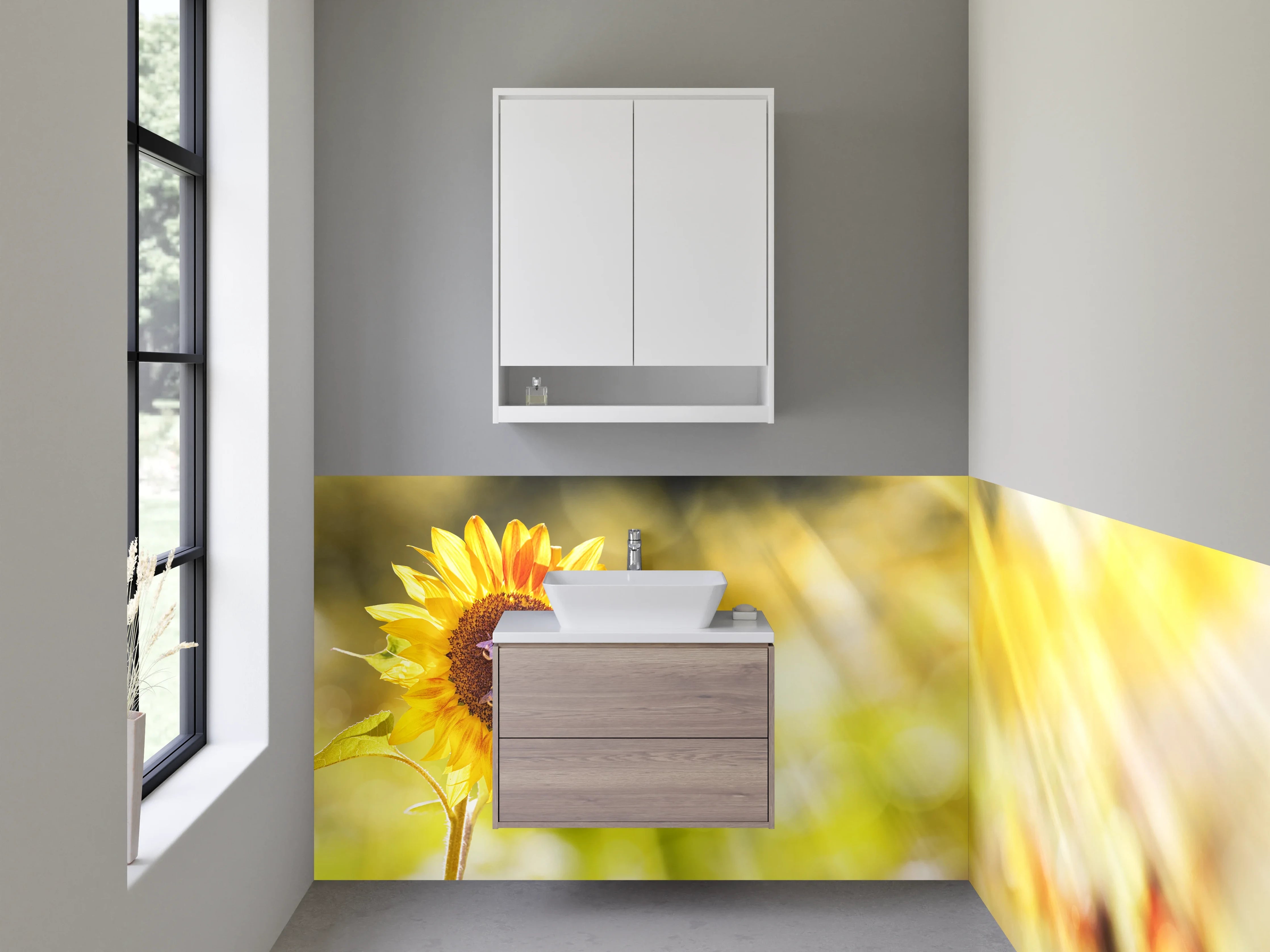 Waschbecken-Rückwand - Sonnenblume im Licht – Sommer Flair