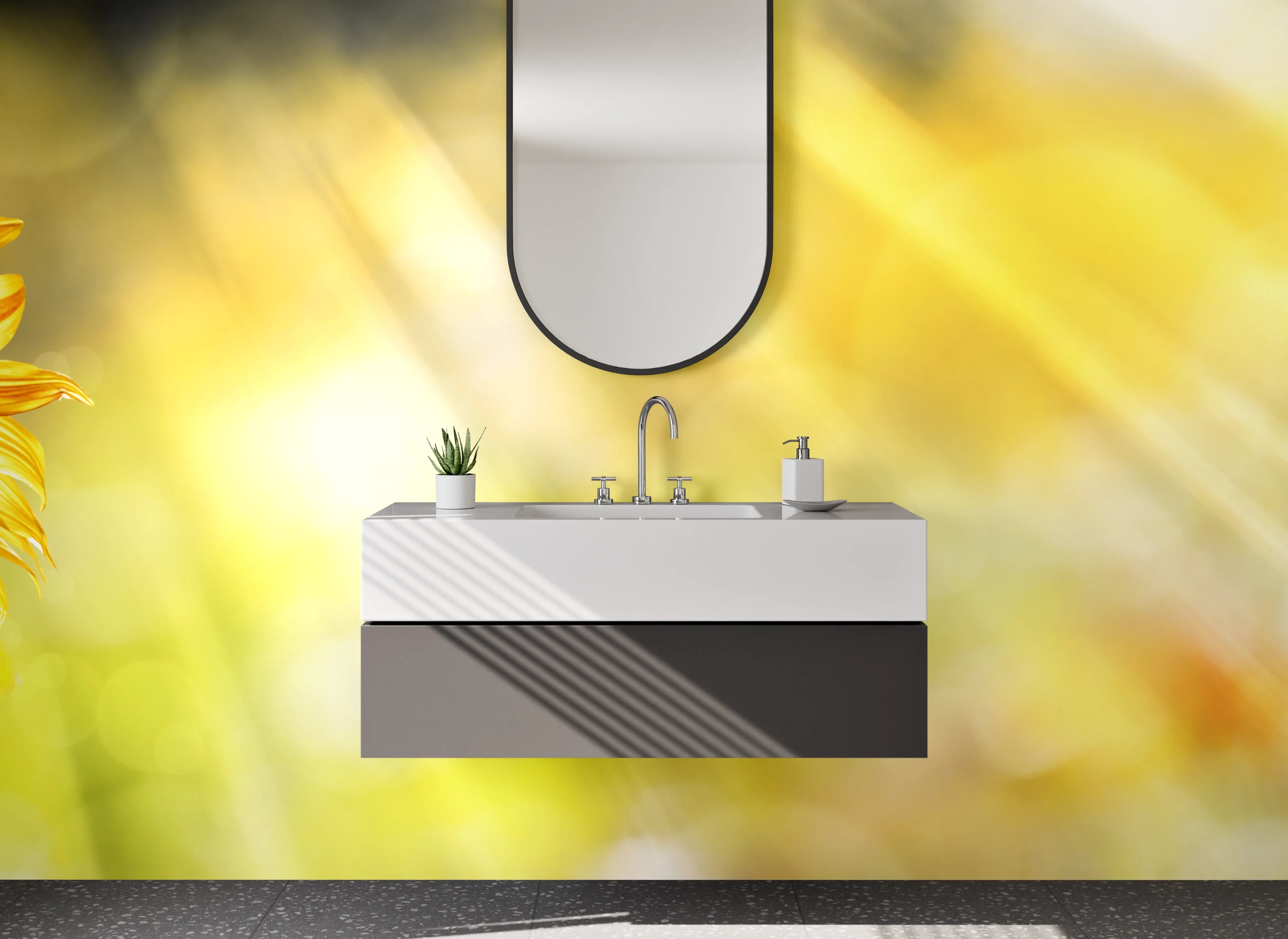 Waschbecken-Rückwand - Sonnenblume im Licht – Sommer Flair