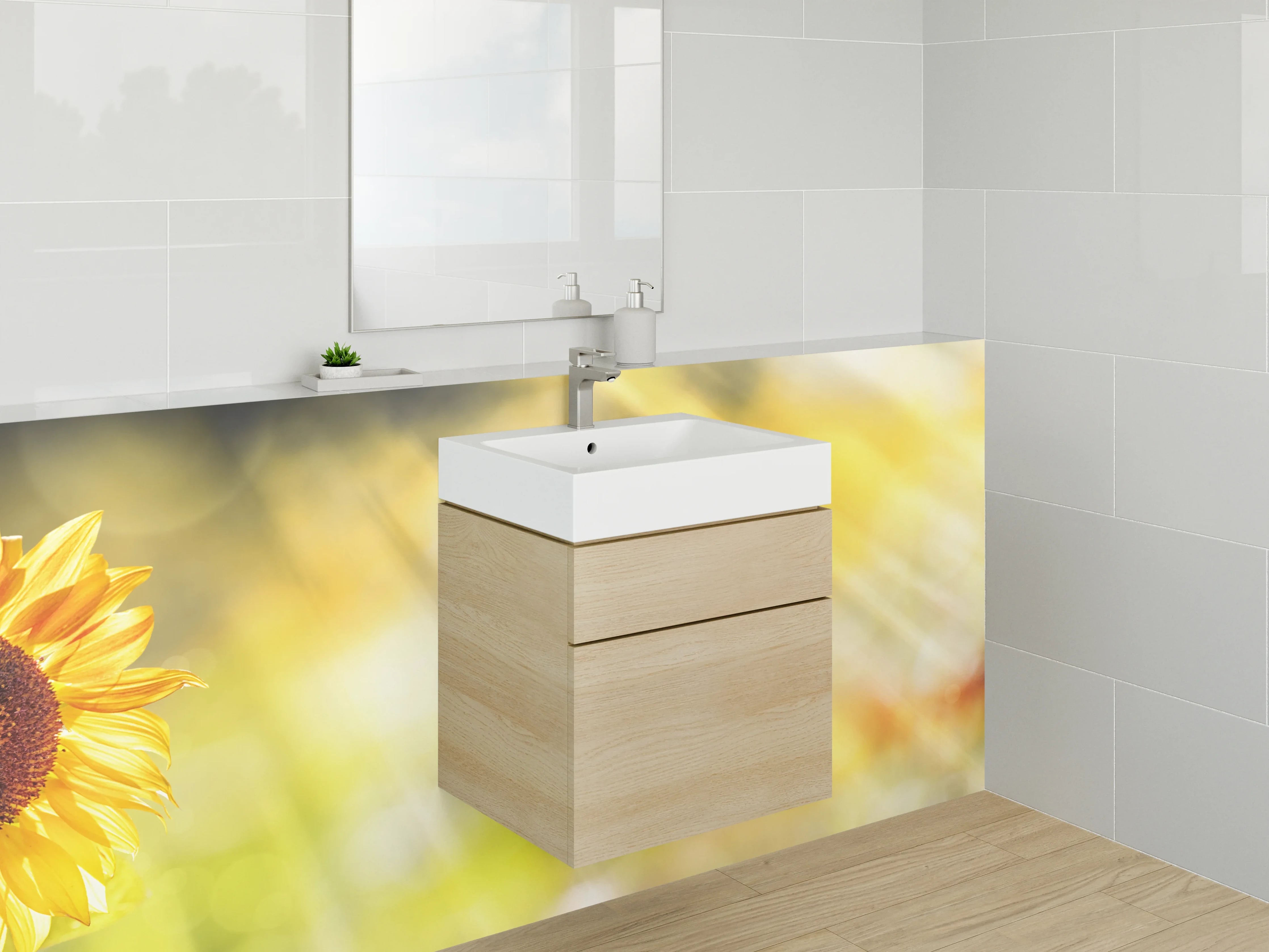 Waschbecken-Rückwand - Sonnenblume im Licht – Sommer Flair