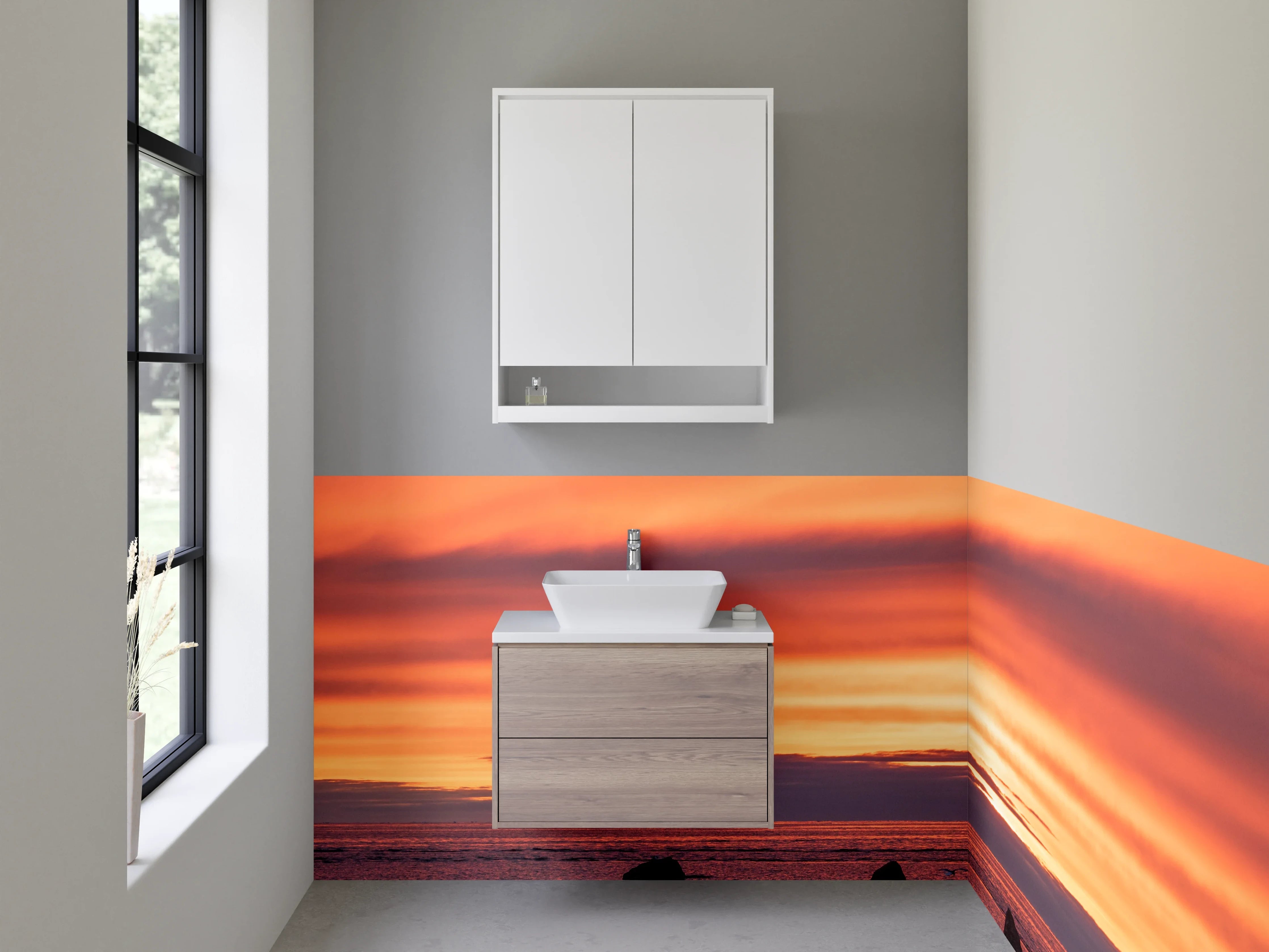 Waschbecken-Rückwand - Sonnenuntergang am ruhigen Meeresufer