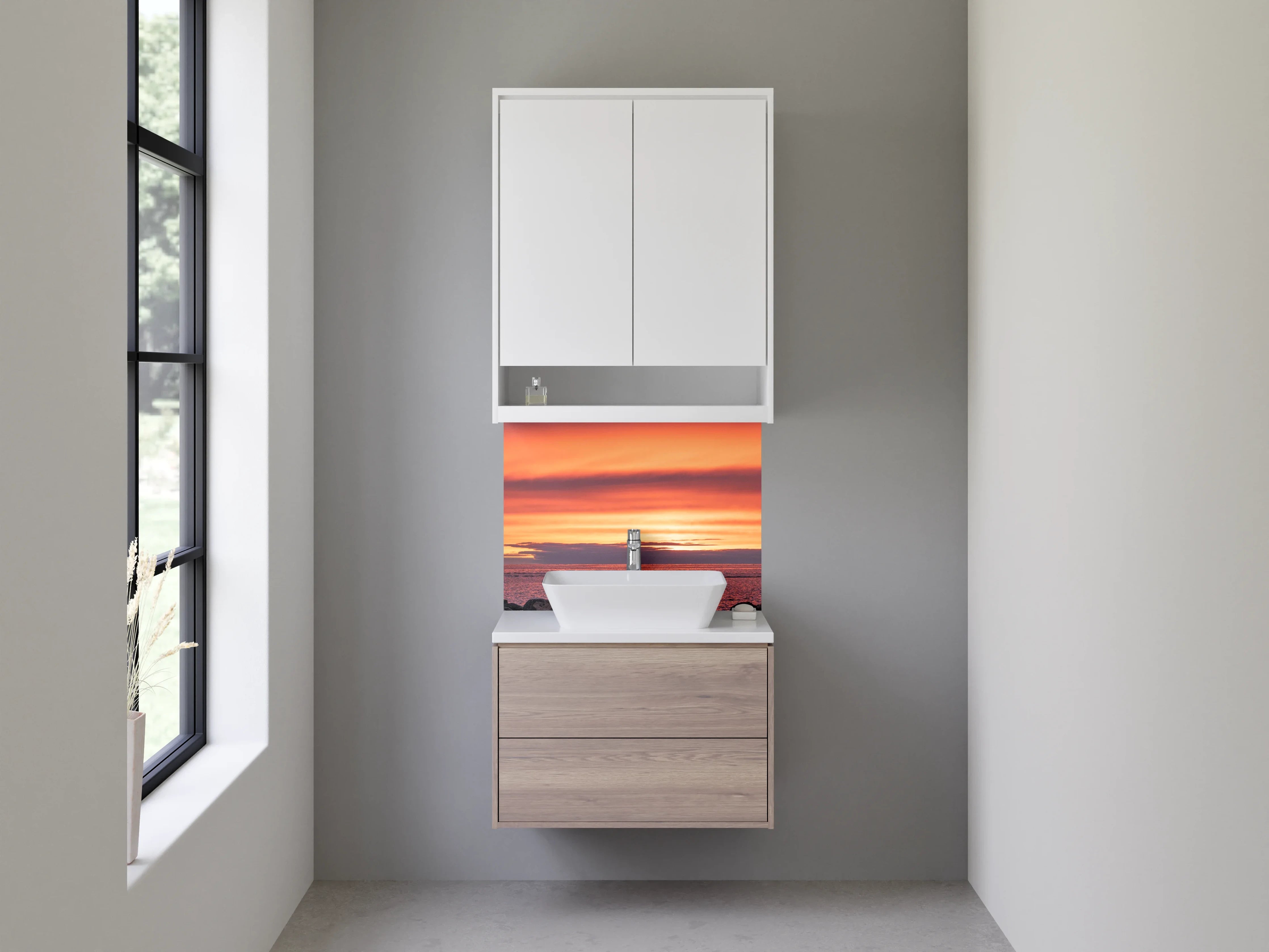 Waschbecken-Rückwand - Sonnenuntergang am ruhigen Meeresufer