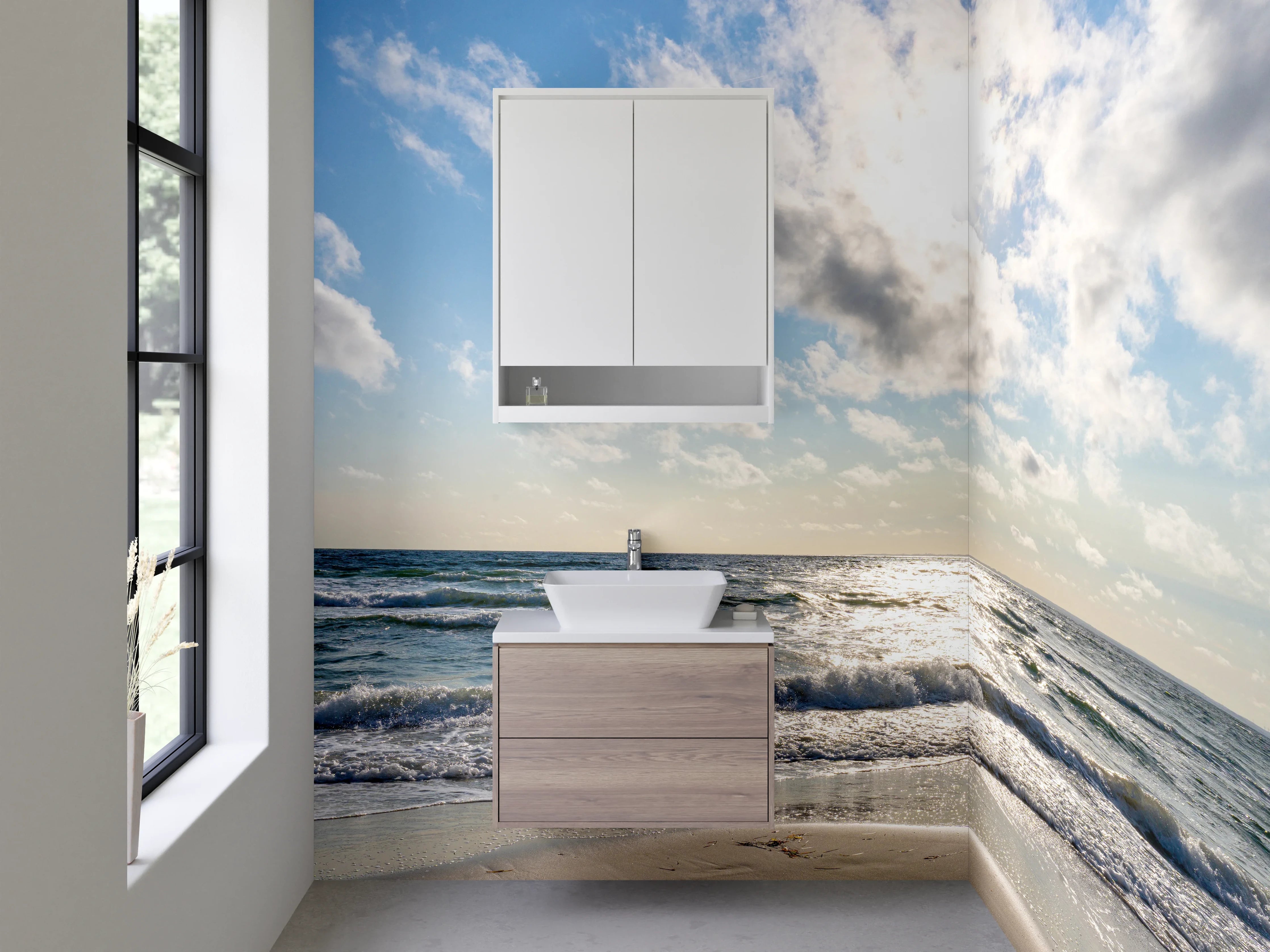 Waschbecken-Rückwand - Sonniger Tag am Strand