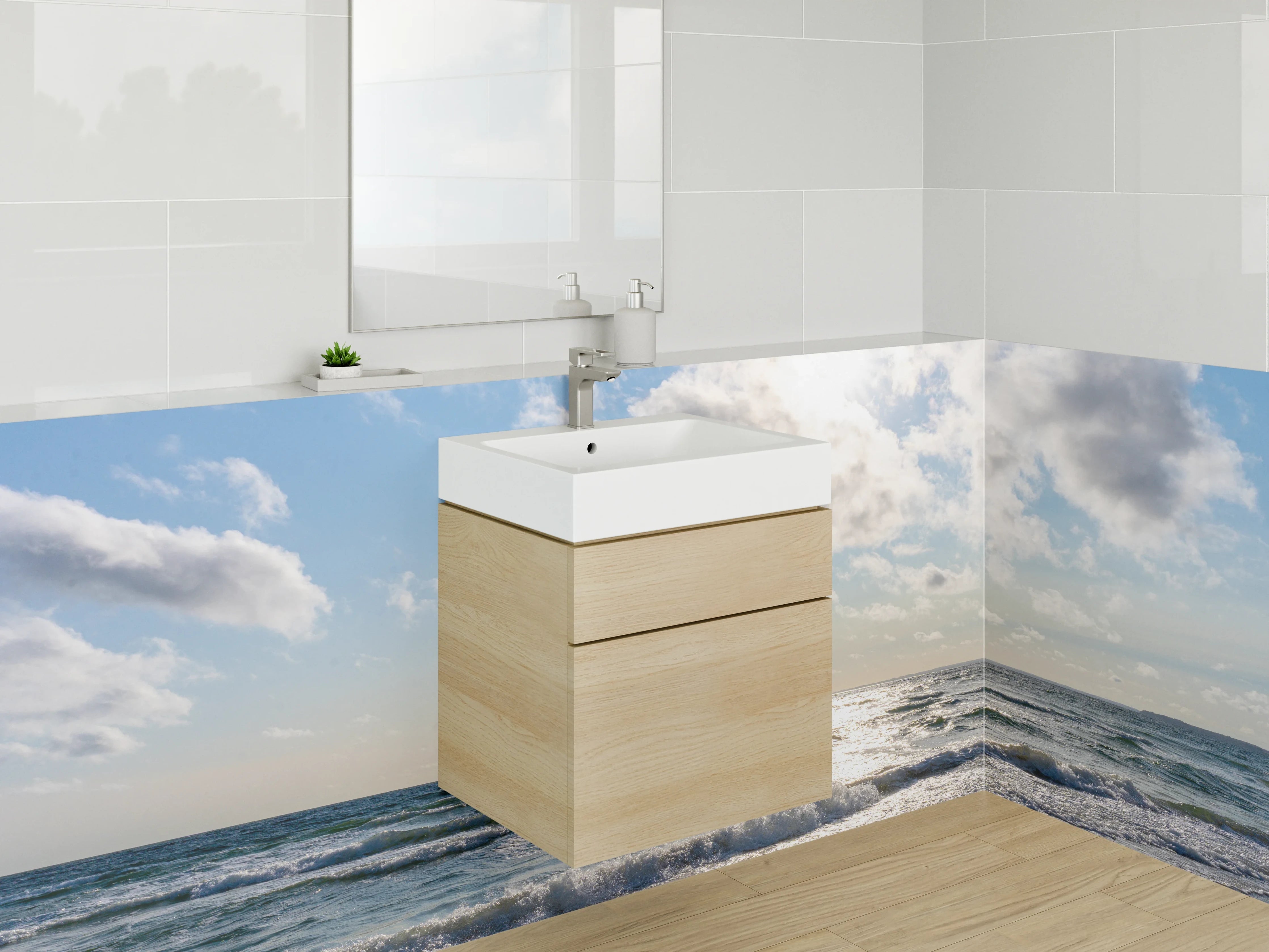 Waschbecken-Rückwand - Sonniger Tag am Strand