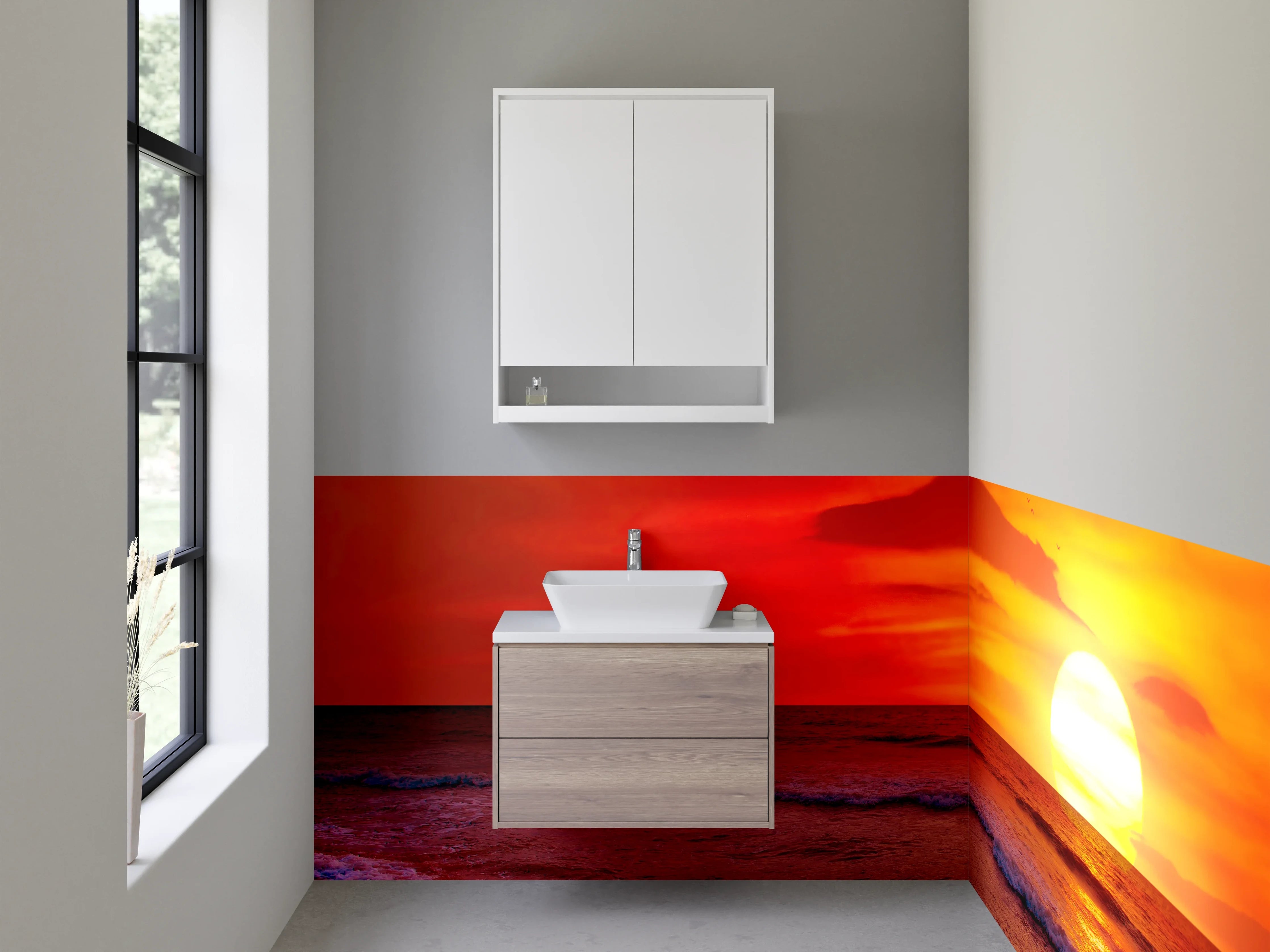 Waschbecken-Rückwand - Spektakulärer Sonnenuntergang über dem Meer