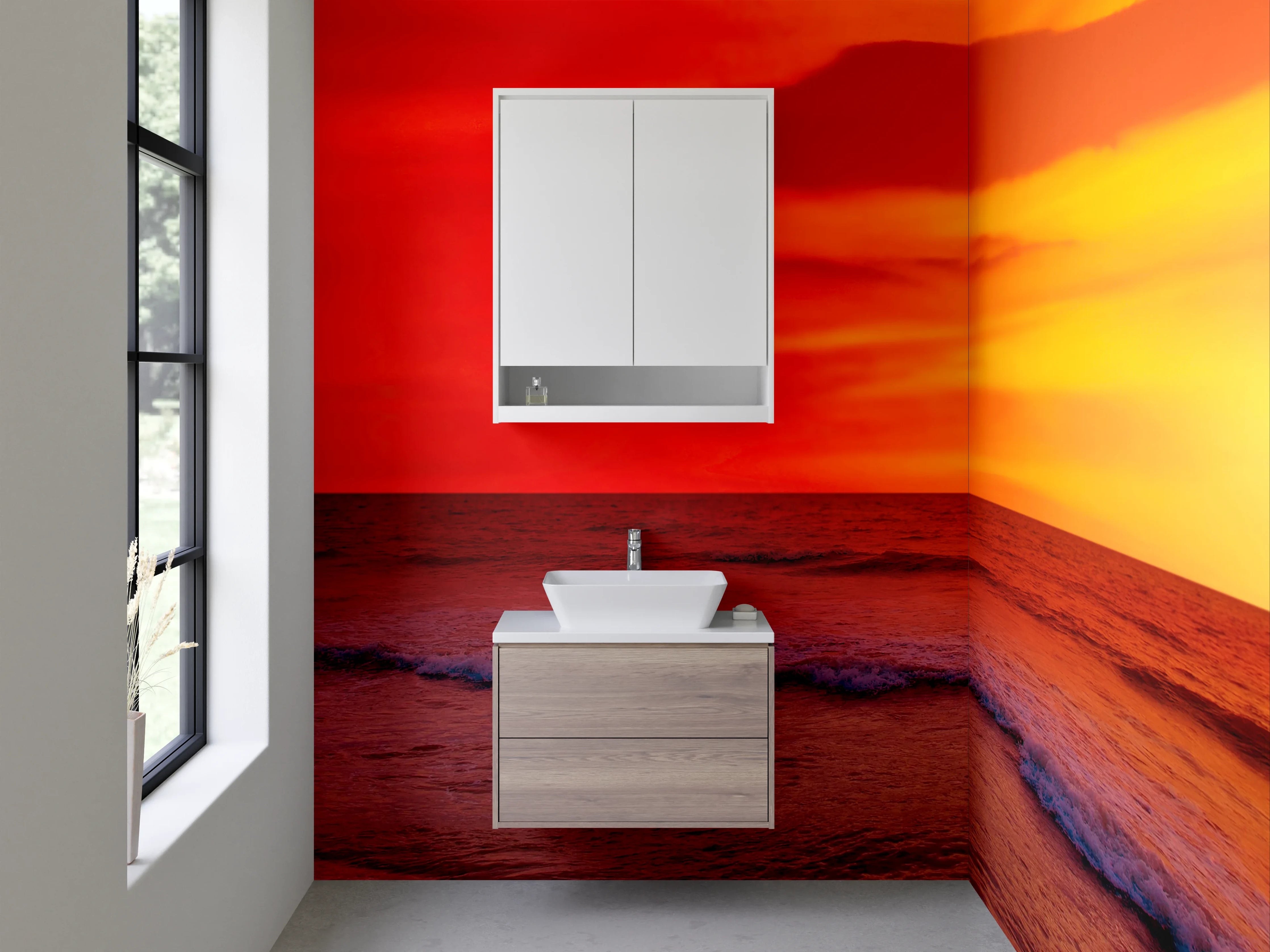 Waschbecken-Rückwand - Spektakulärer Sonnenuntergang über dem Meer