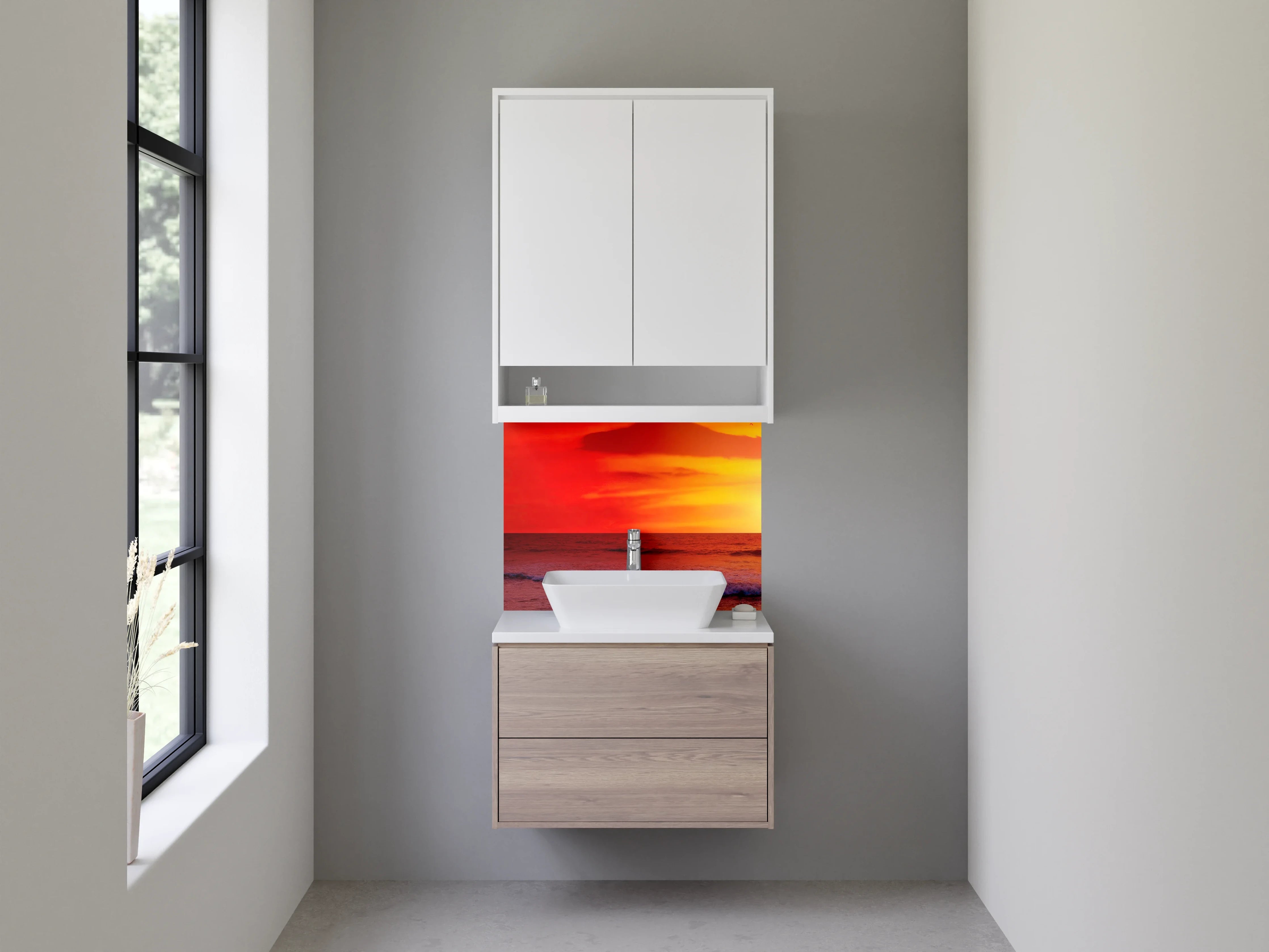 Waschbecken-Rückwand - Spektakulärer Sonnenuntergang über dem Meer