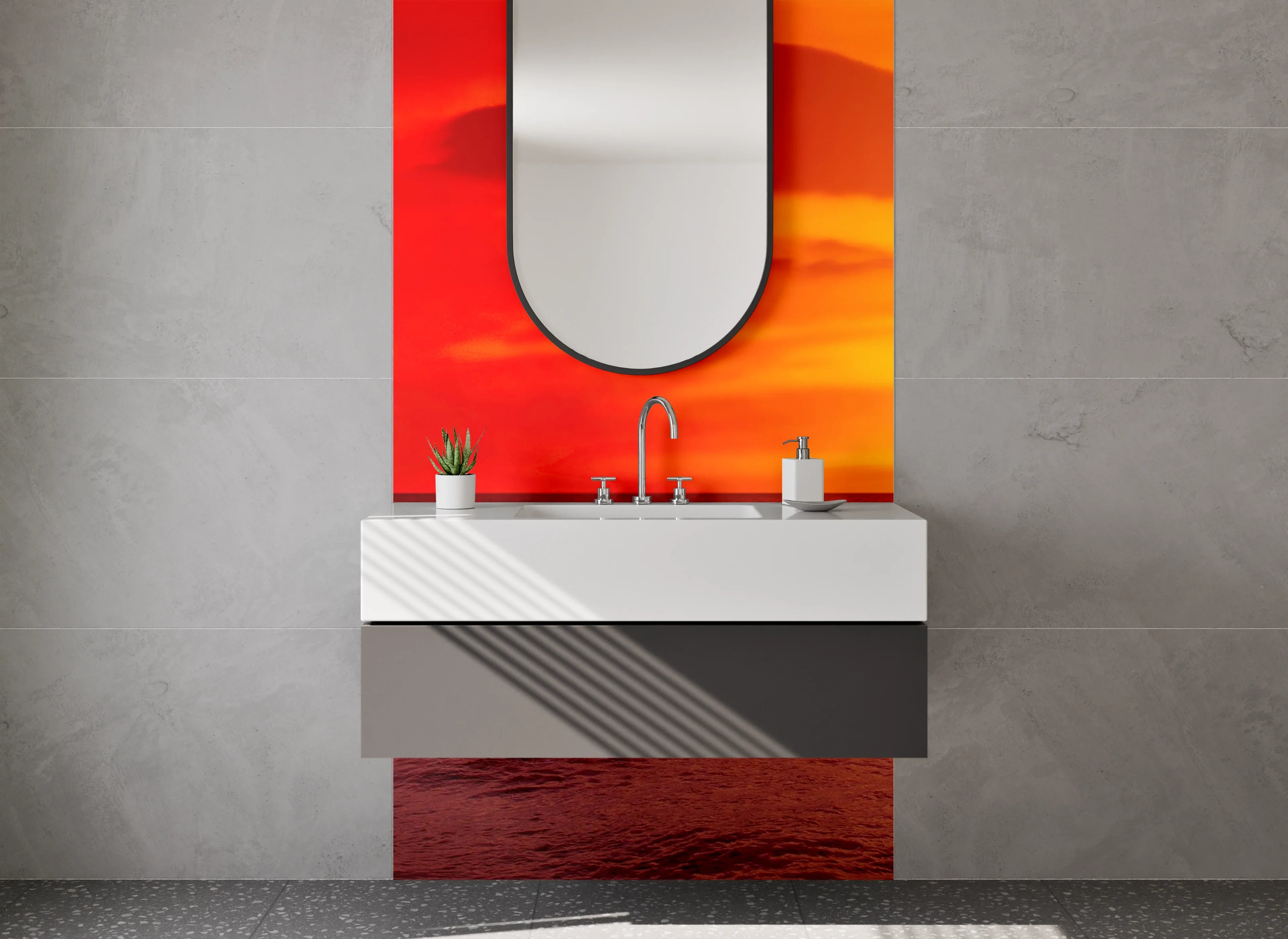 Waschbecken-Rückwand - Spektakulärer Sonnenuntergang über dem Meer