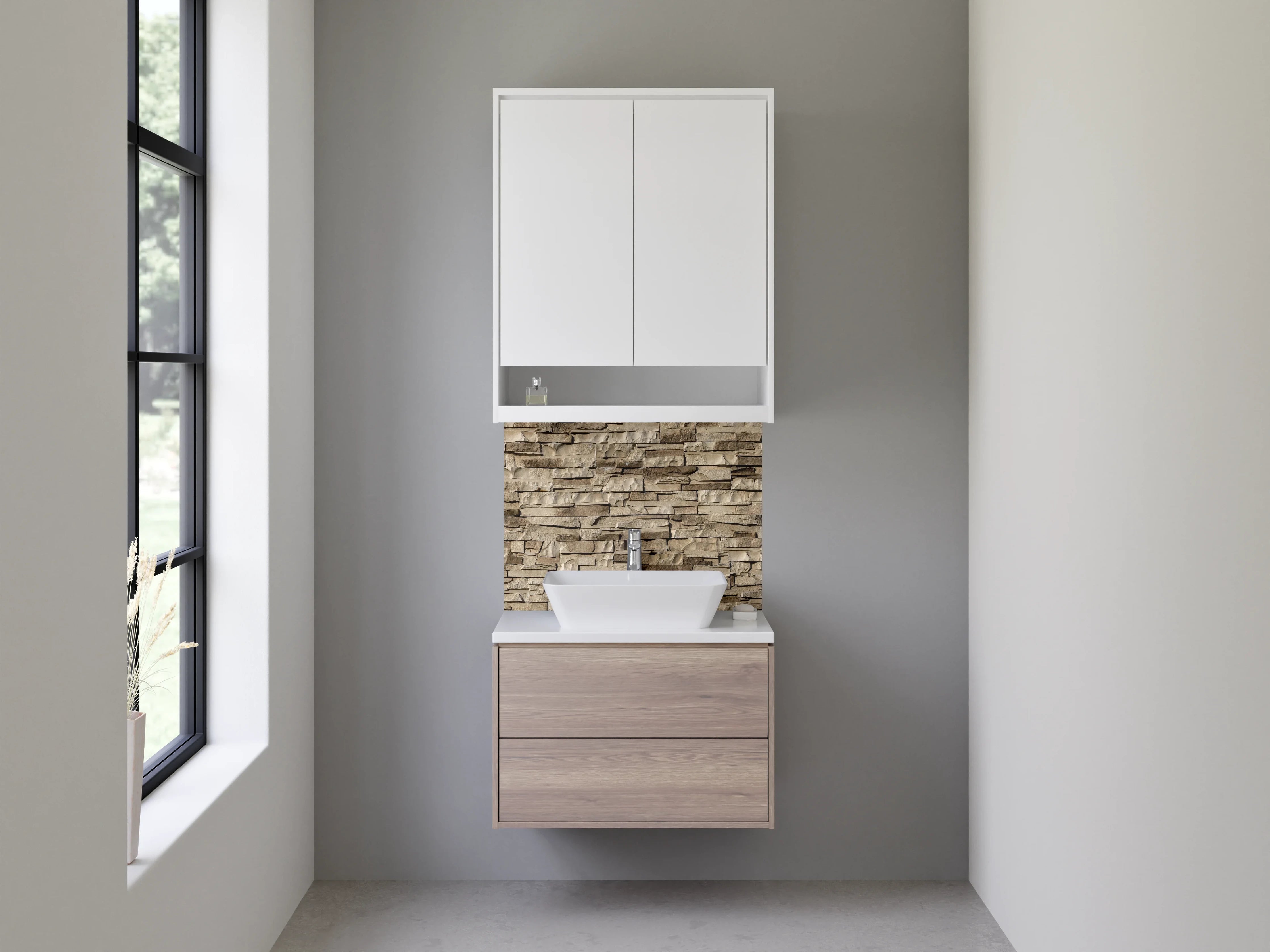 Waschbecken-Rückwand - Steinoptik Beige Wandverkleidung