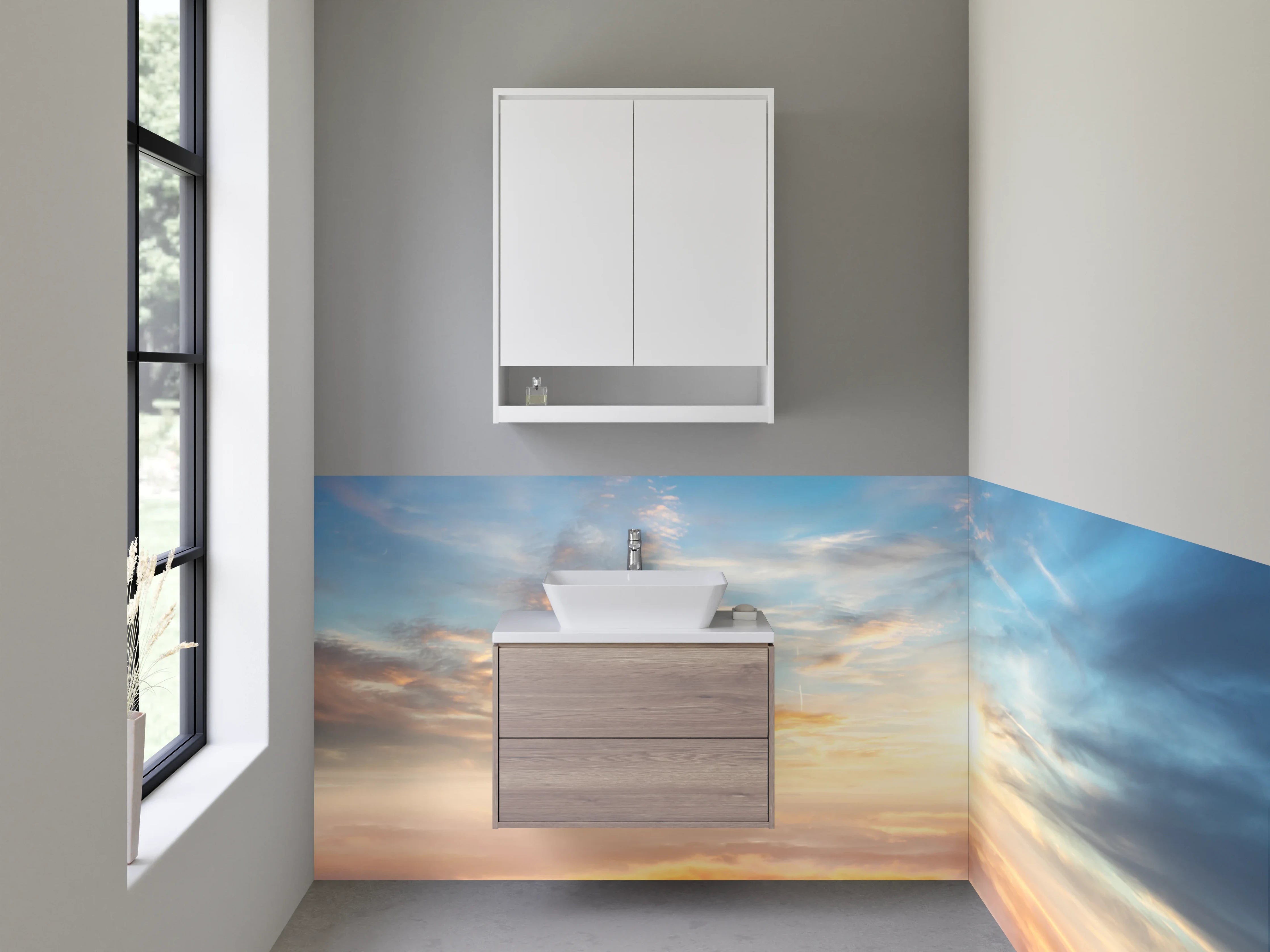 Waschbecken-Rückwand - Stimmungsvoller Sonnenaufgang über den Wolken