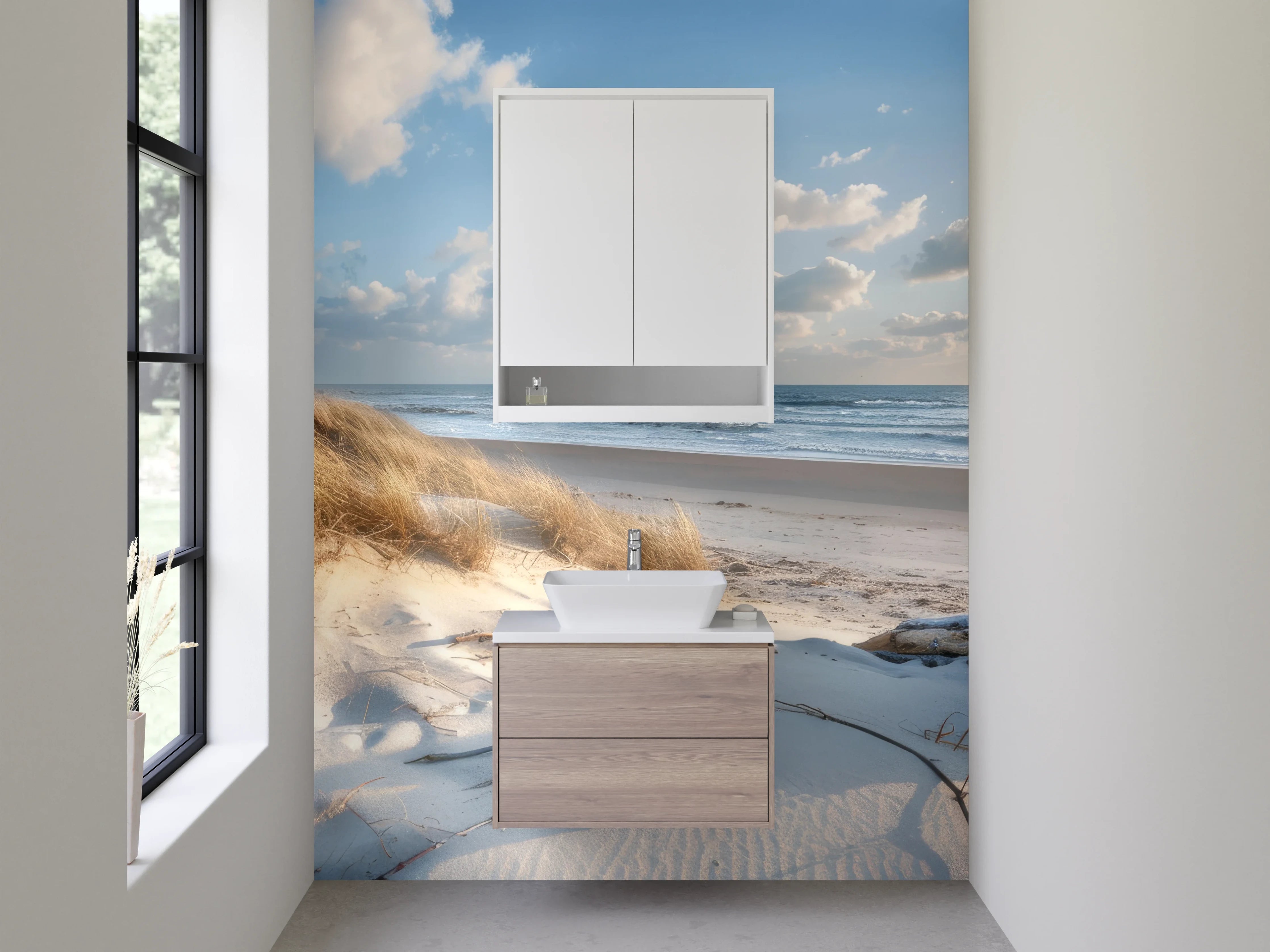 Waschbecken-Rückwand - Strand und Dünen Panorama Fototapete