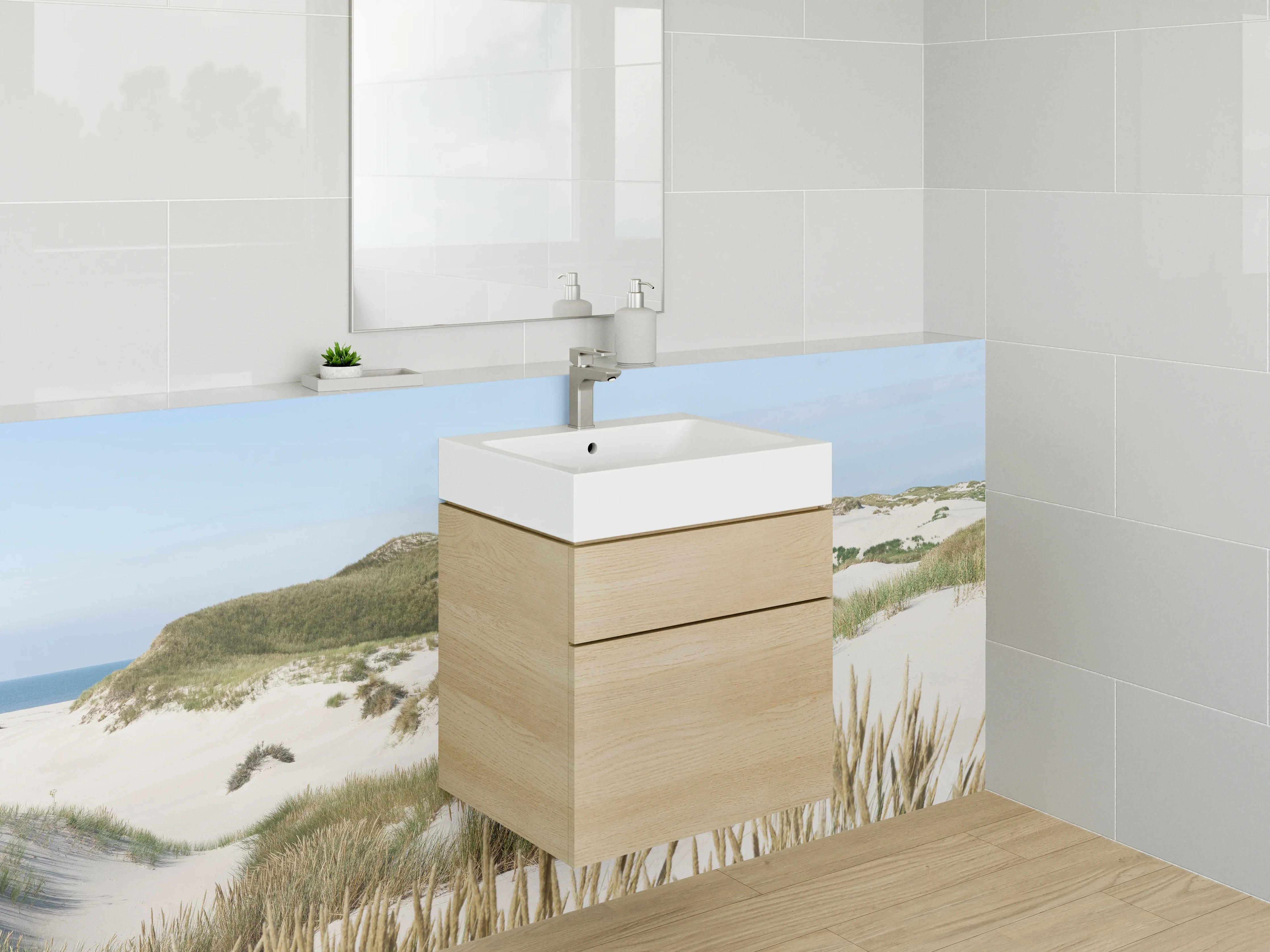 Waschbecken-Rückwand - Strand und Dünen bei Sonnenlicht