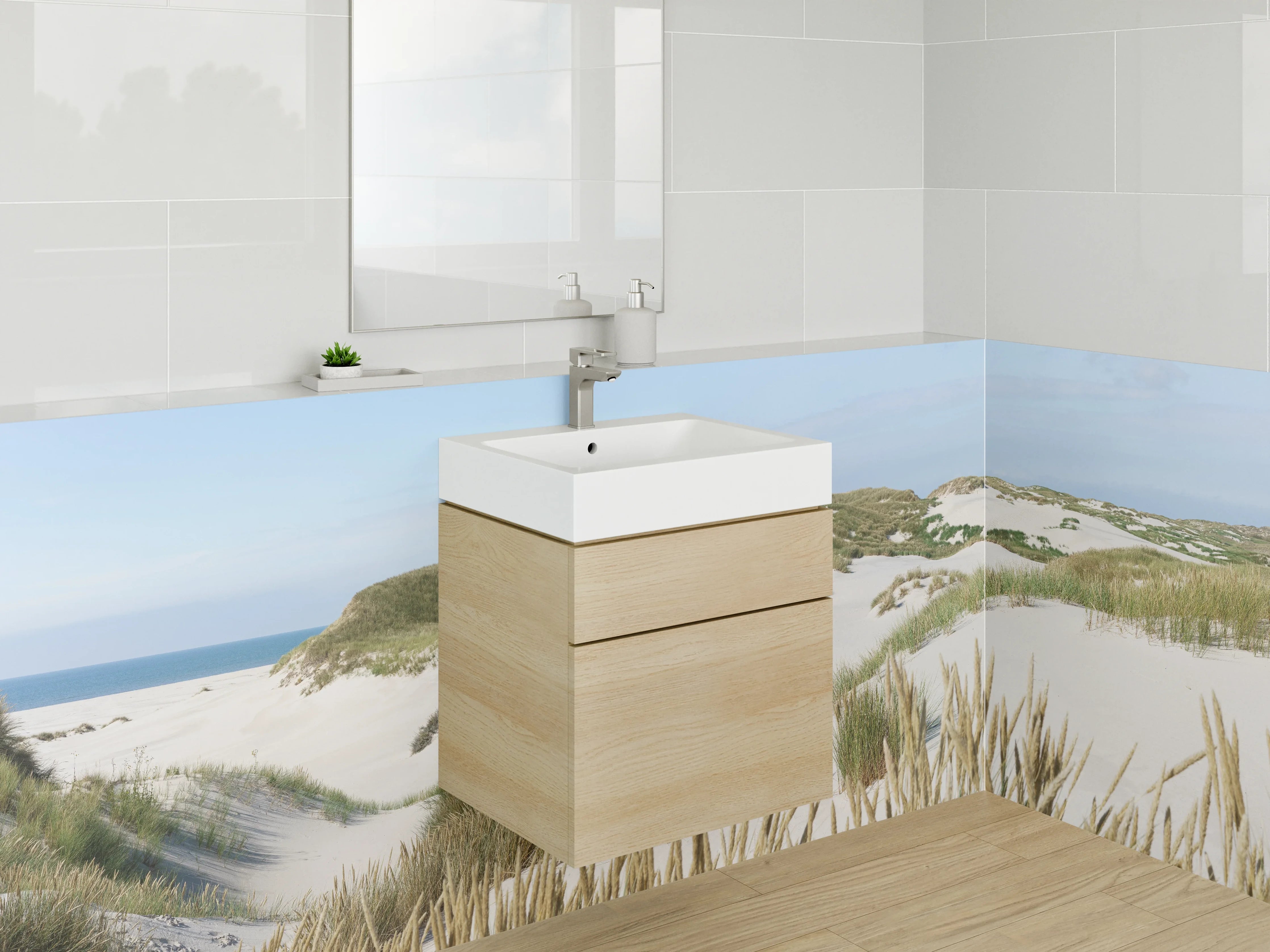 Waschbecken-Rückwand - Strand und Dünen bei Sonnenlicht