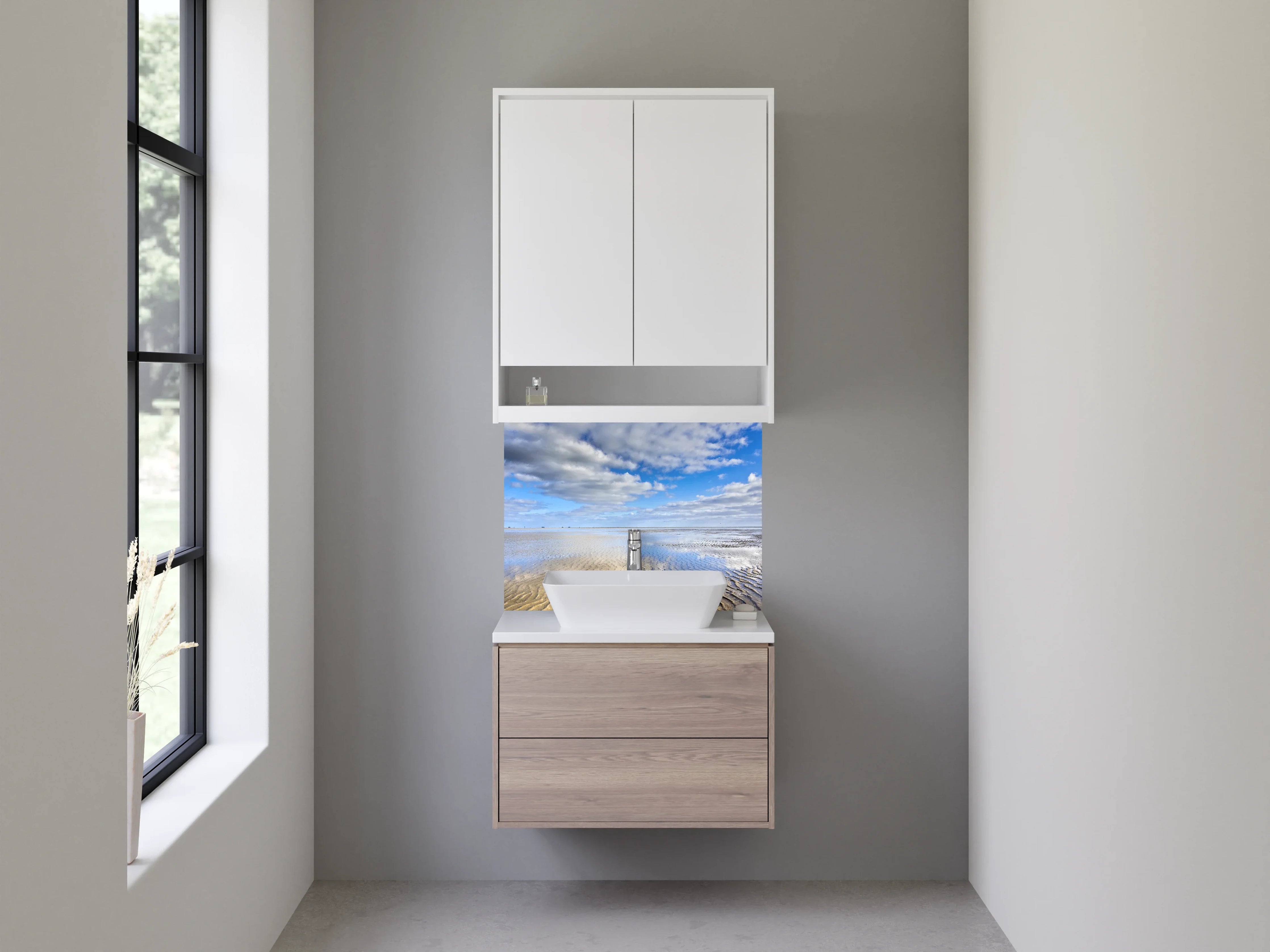 Waschbecken-Rückwand - Strand und Himmel – Ruhige Weite