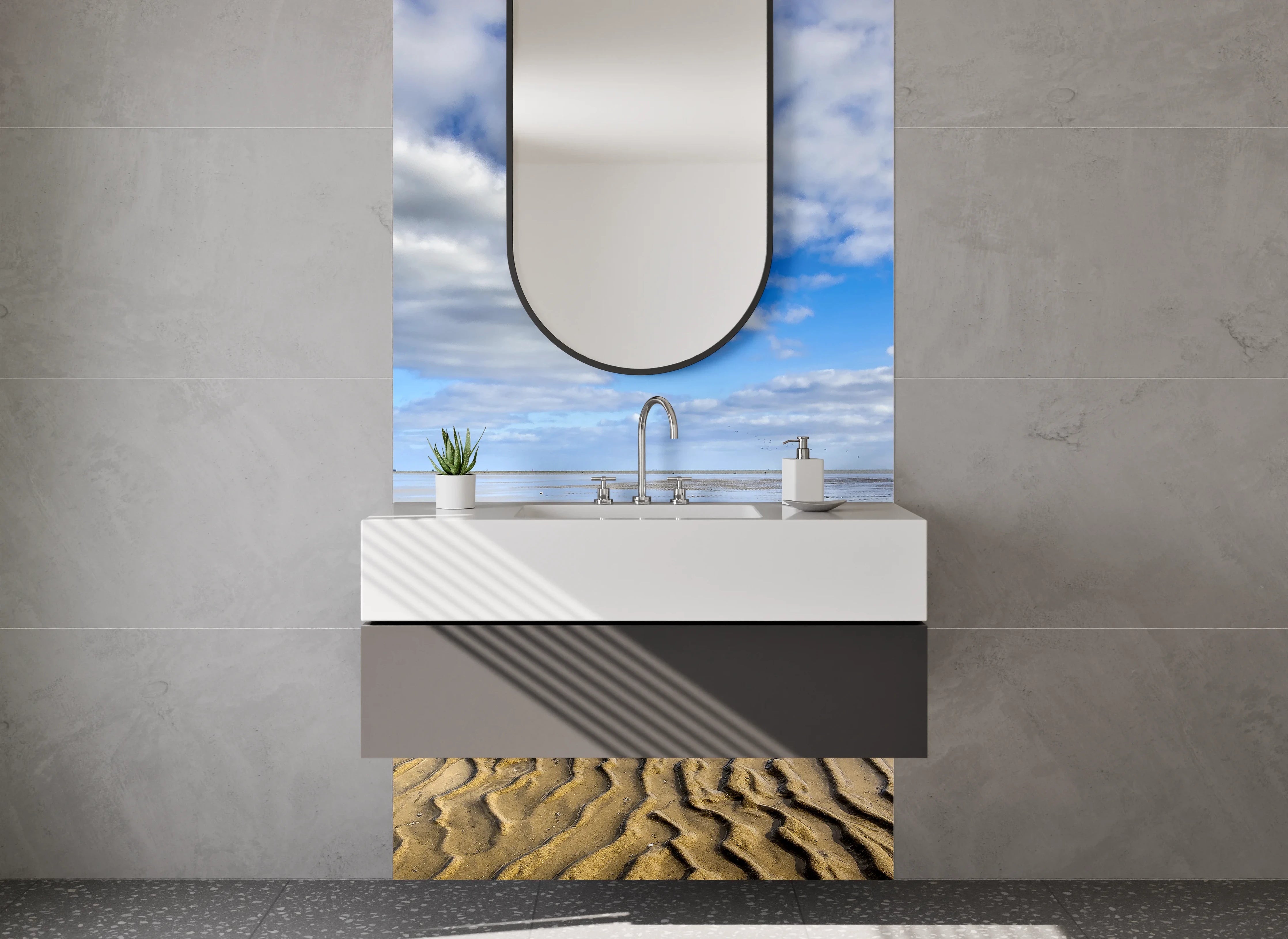 Waschbecken-Rückwand - Strand und Himmel – Ruhige Weite