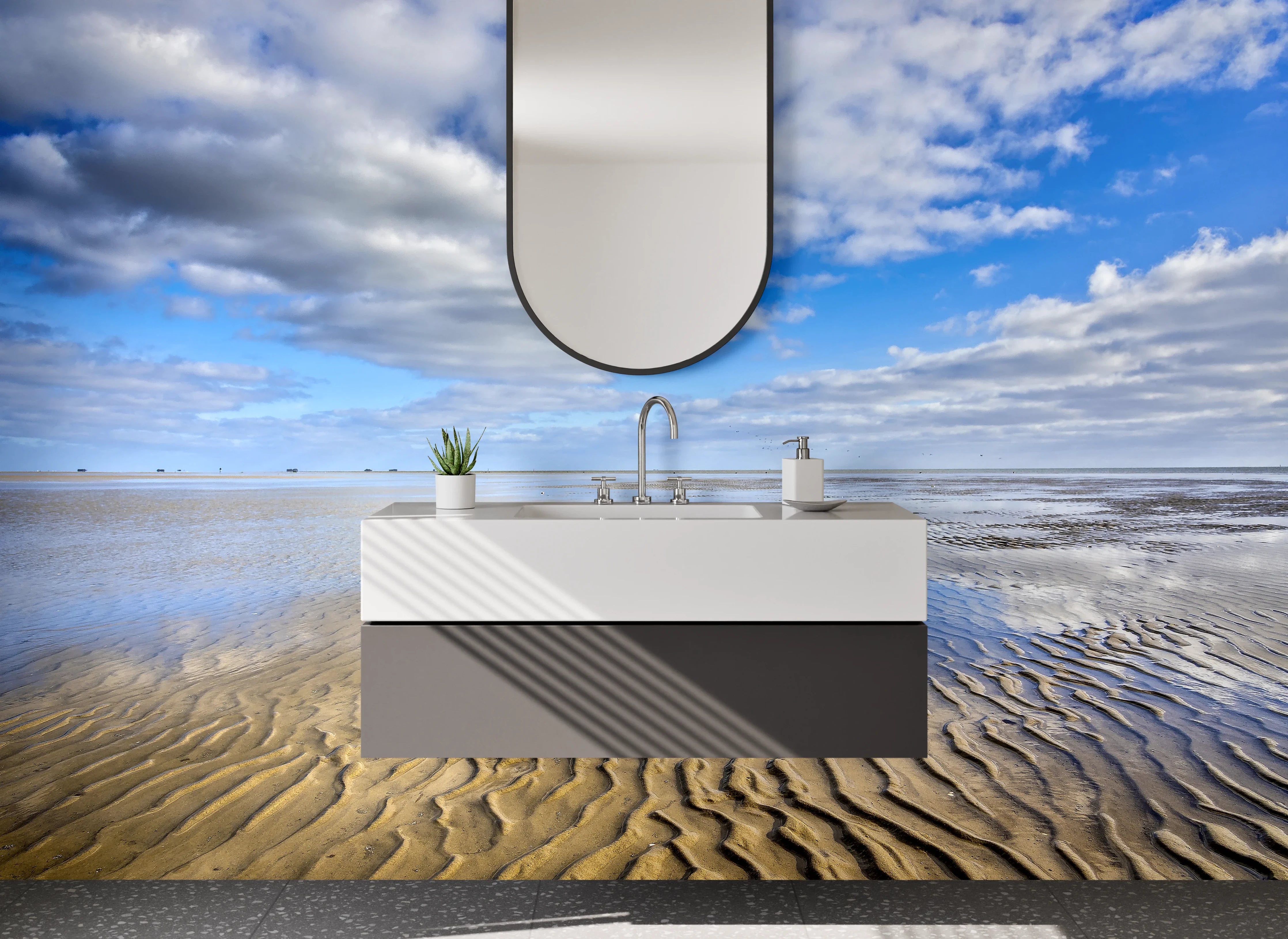 Waschbecken-Rückwand - Strand und Himmel – Ruhige Weite