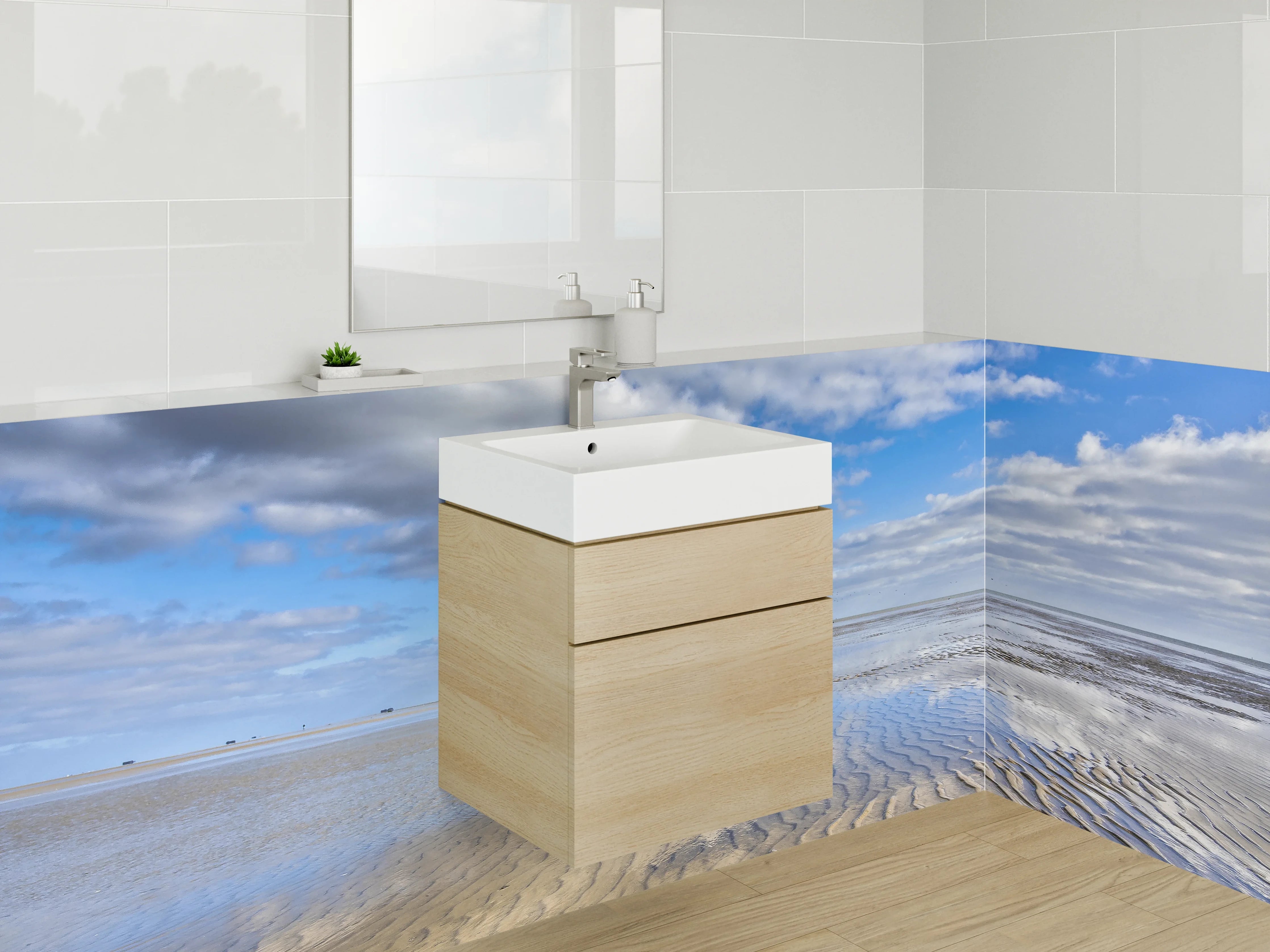 Waschbecken-Rückwand - Strand und Himmel – Ruhige Weite