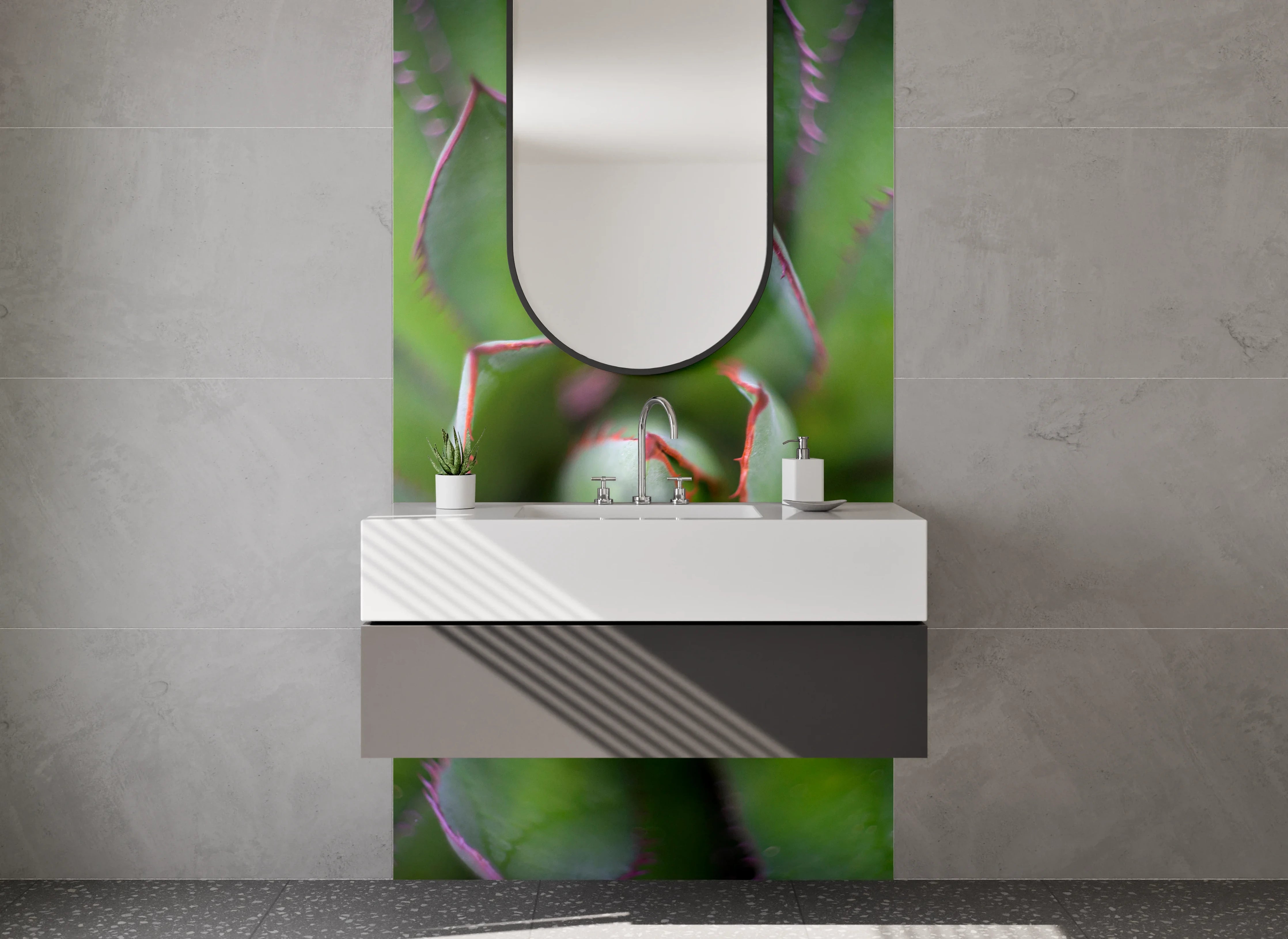 Waschbecken-Rückwand - Sukkulenten-Optik Grün für Deine Küche