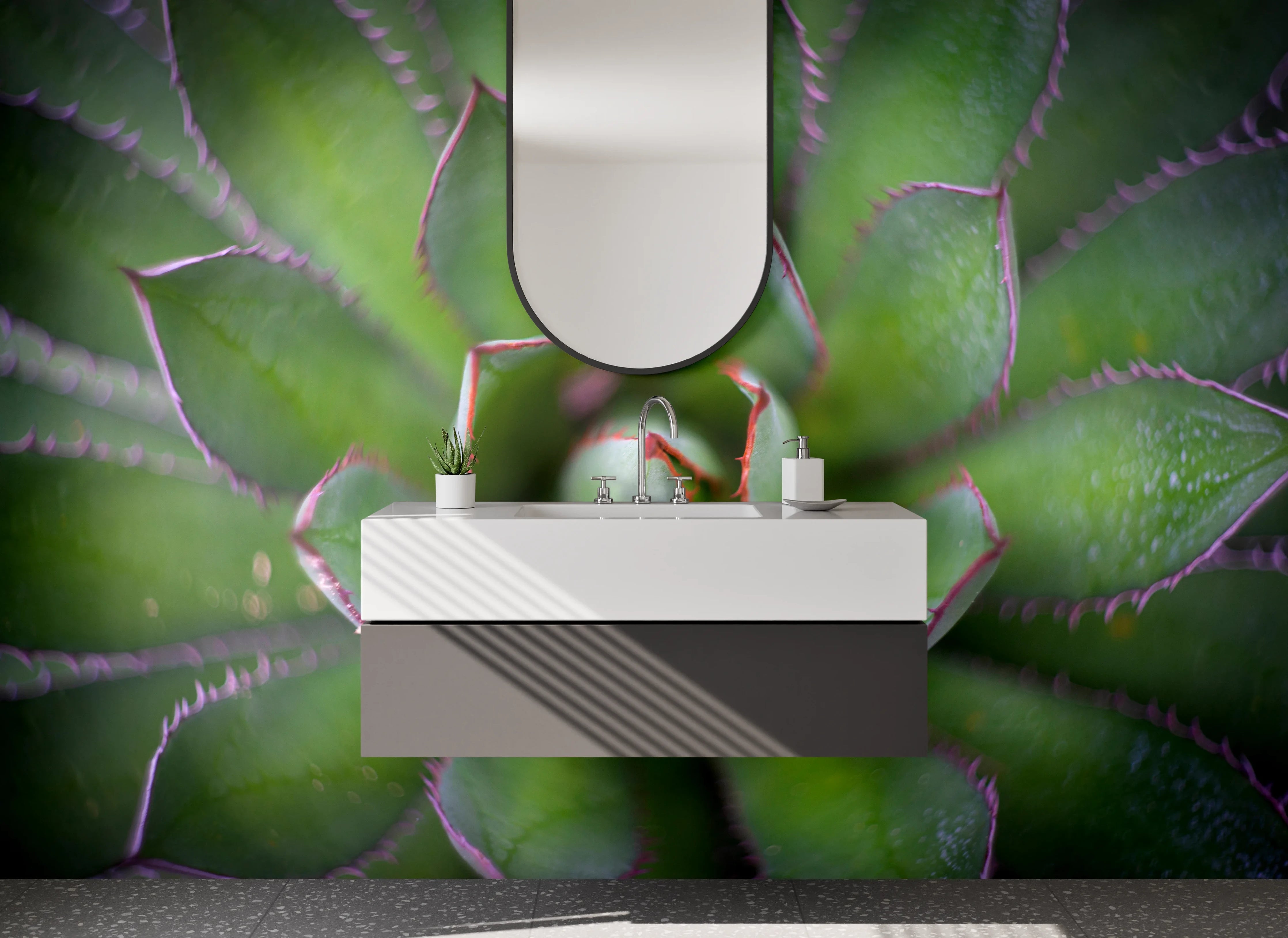 Waschbecken-Rückwand - Sukkulenten-Optik Grün für Deine Küche
