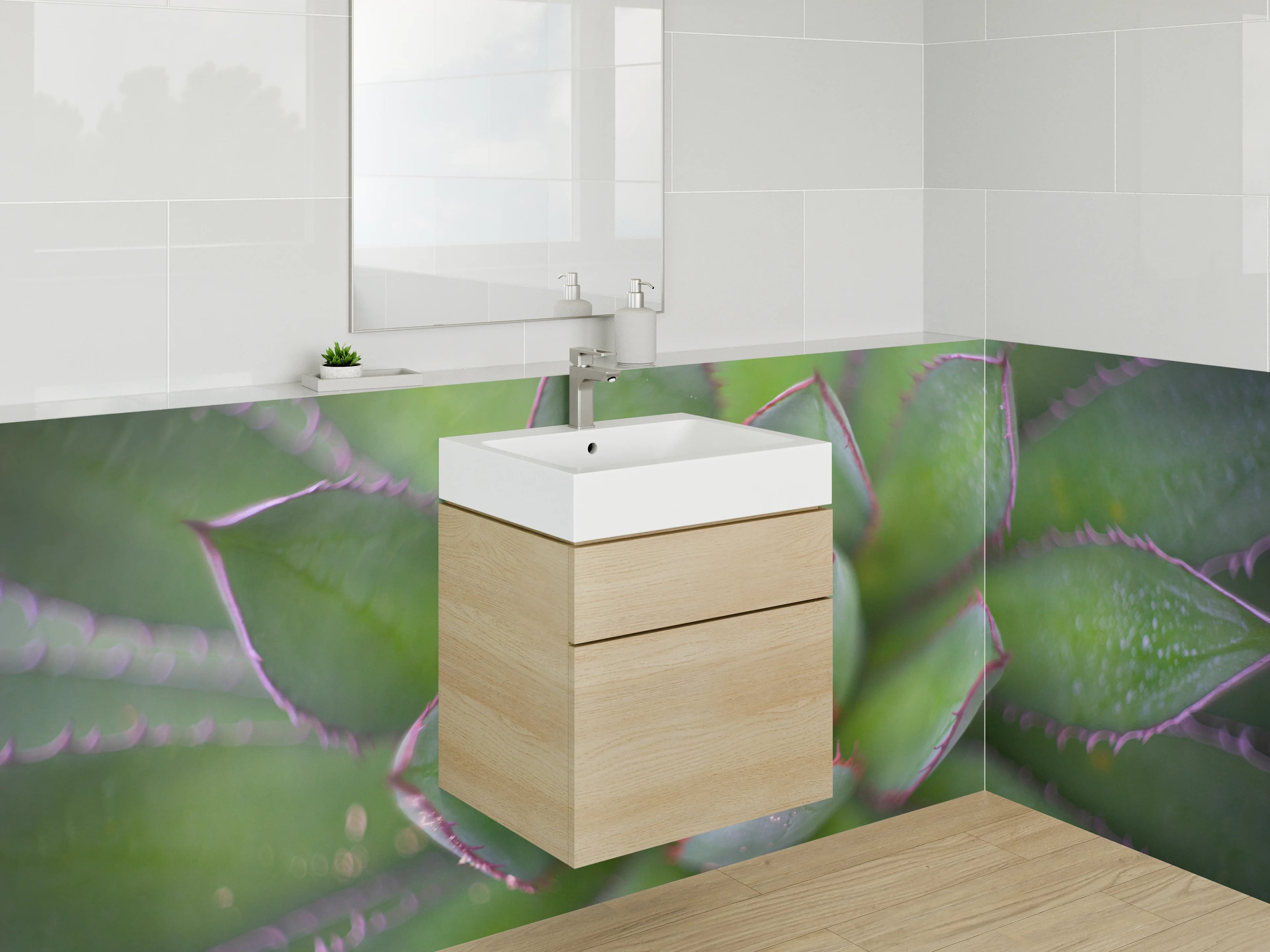 Waschbecken-Rückwand - Sukkulenten-Optik Grün für Deine Küche
