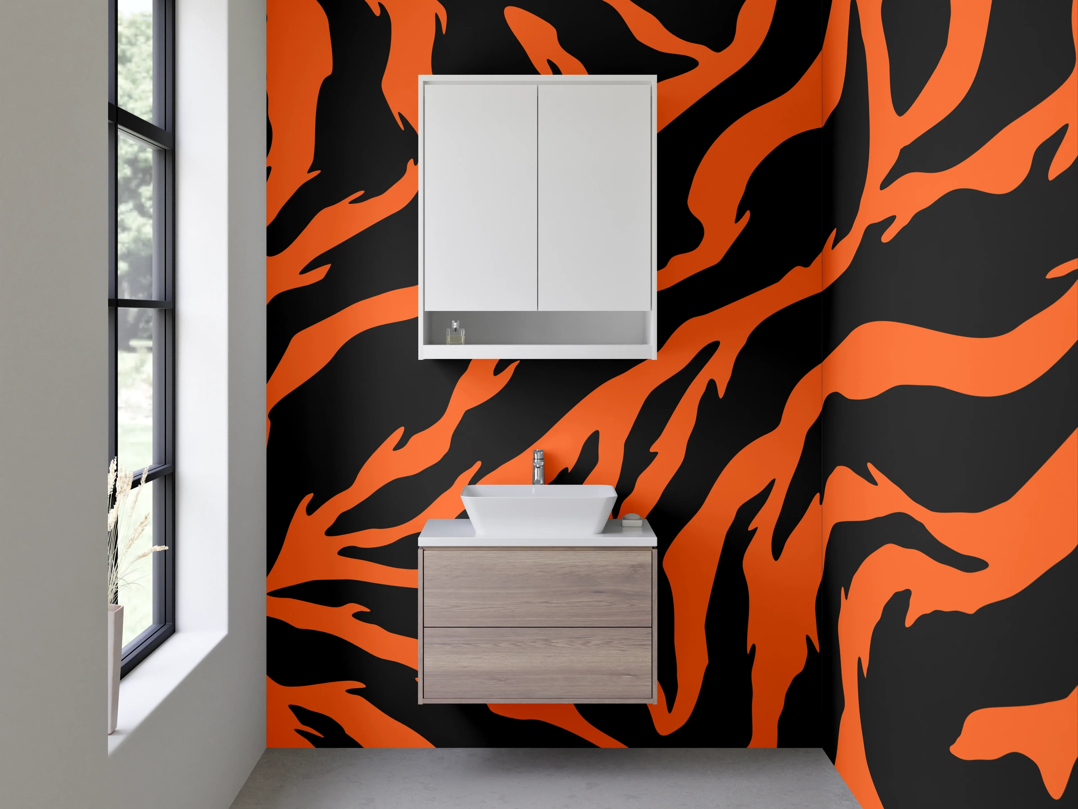 Waschbecken-Rückwand - Tiger Muster Orange Schwarz Design