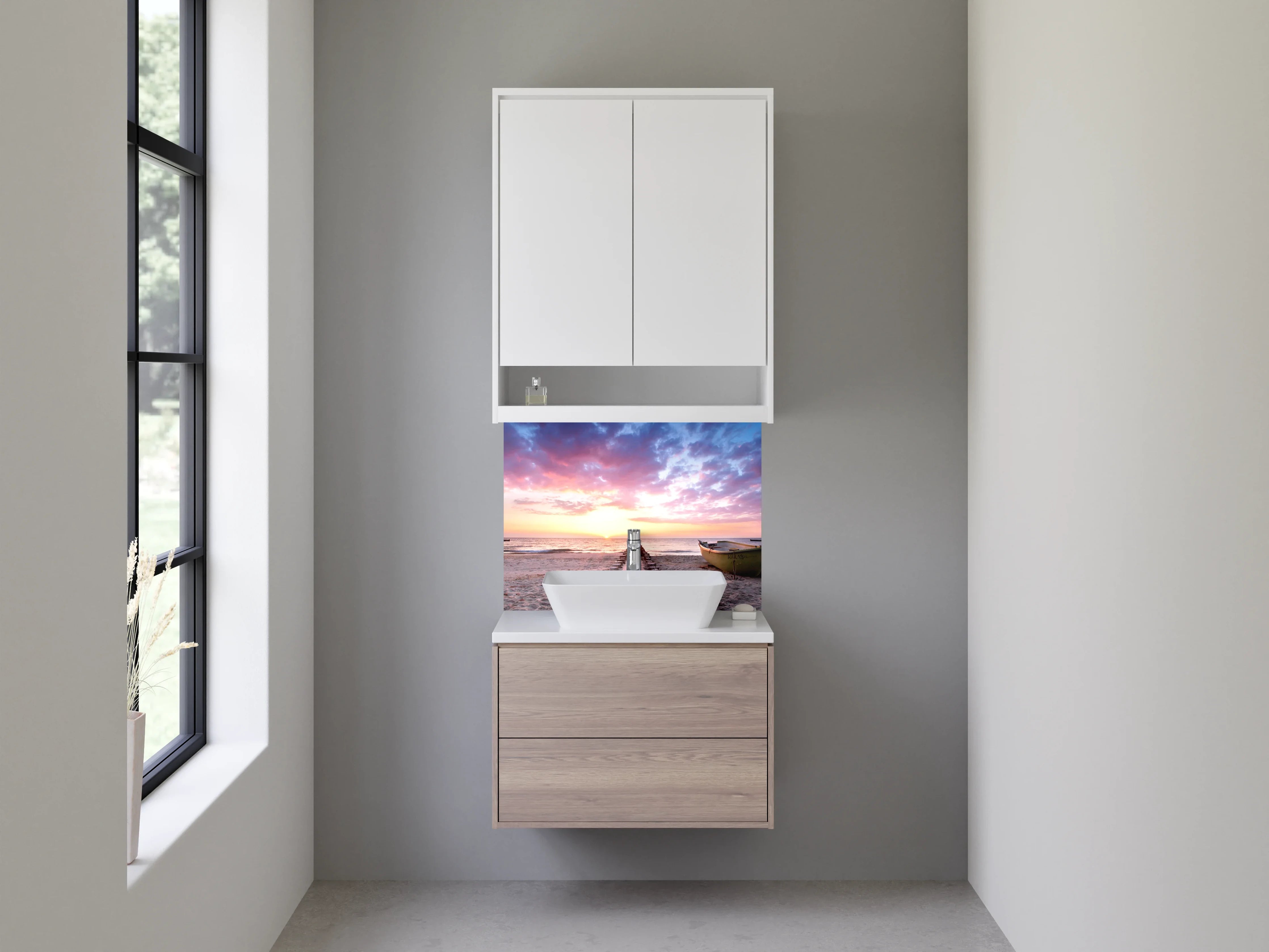 Waschbecken-Rückwand - Traumhafter Sonnenuntergang am Meer