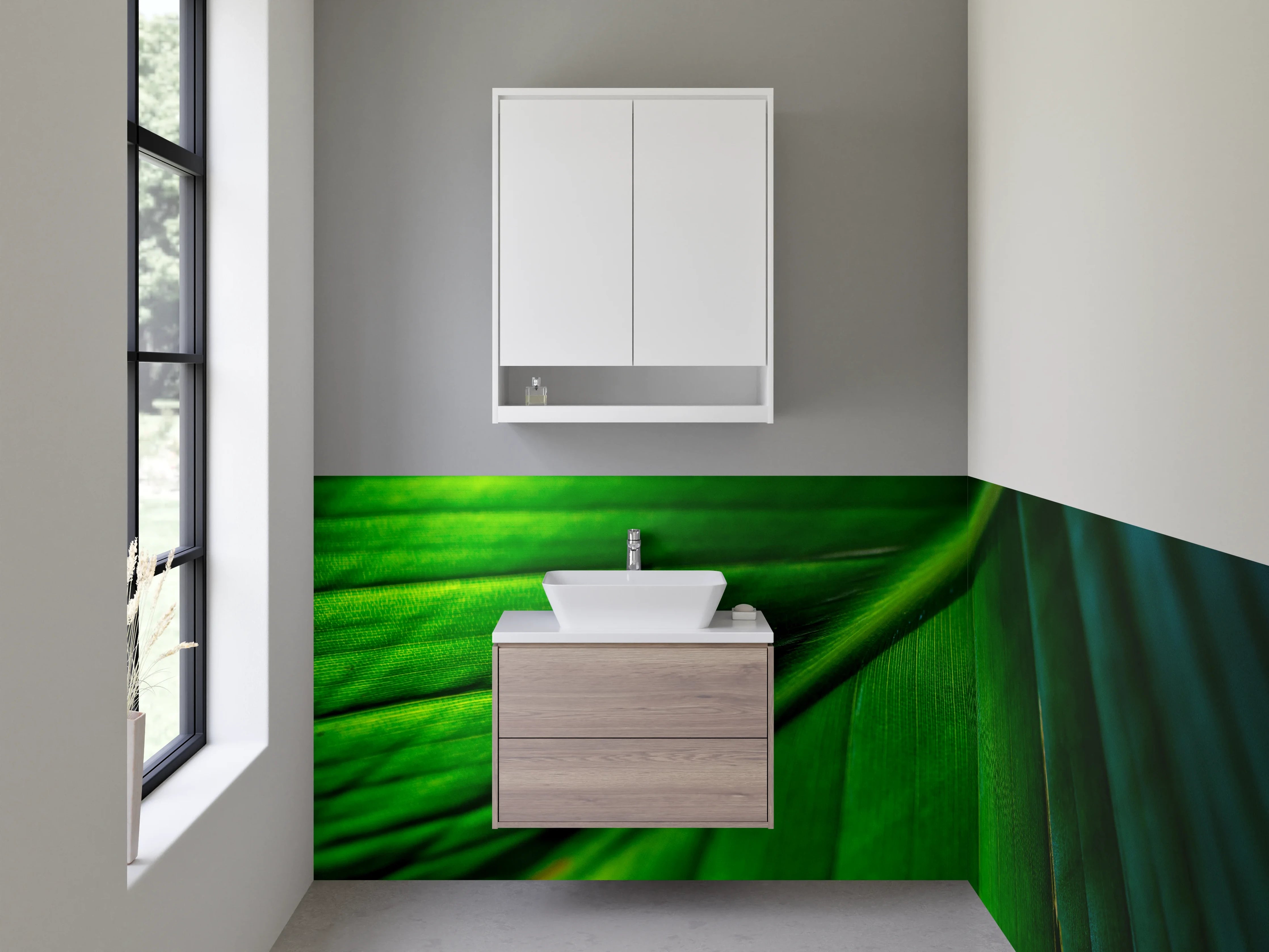 Waschbecken-Rückwand - Tropische Blätter – Grünes Naturdesign