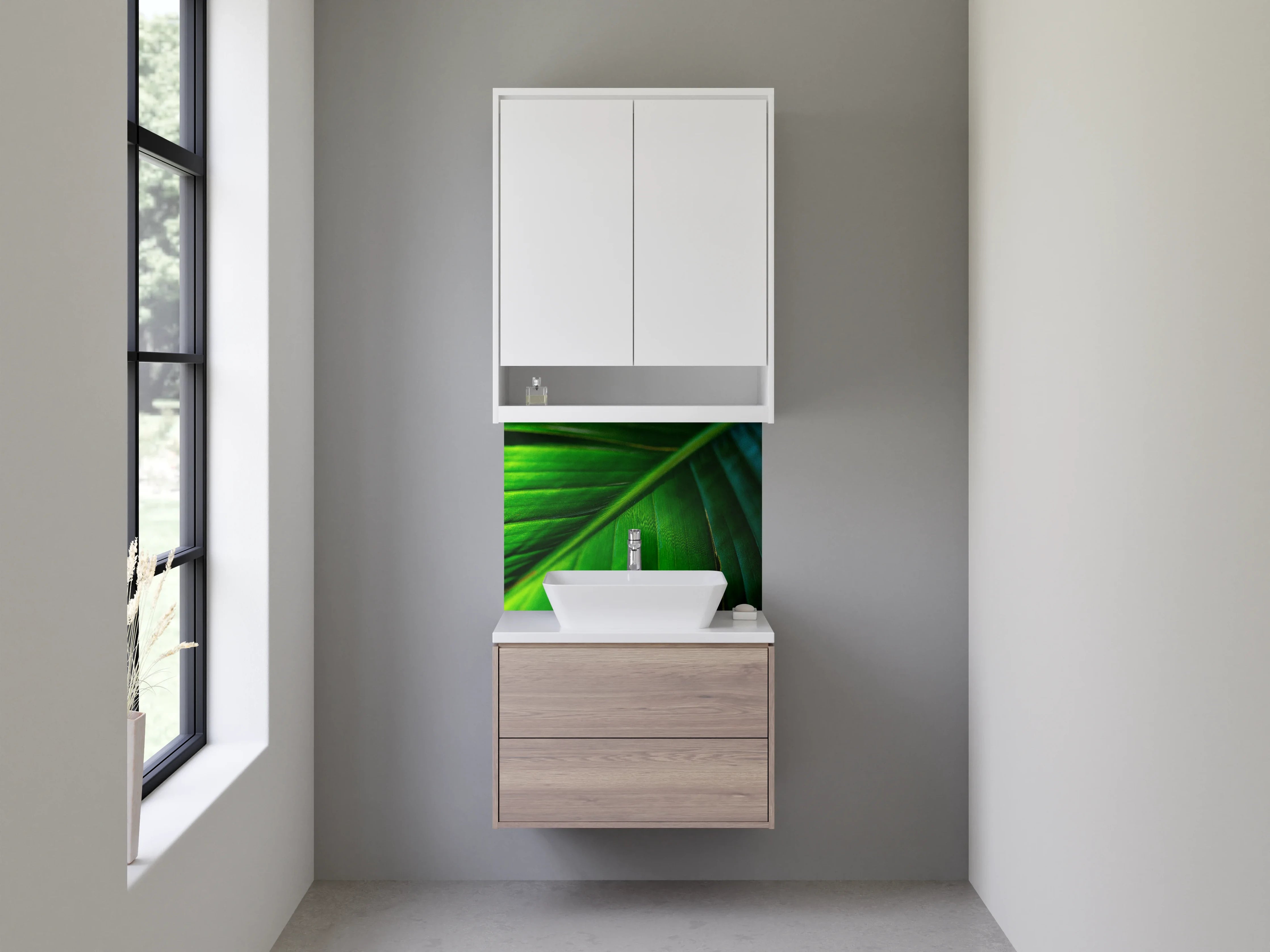 Waschbecken-Rückwand - Tropische Blätter – Grünes Naturdesign